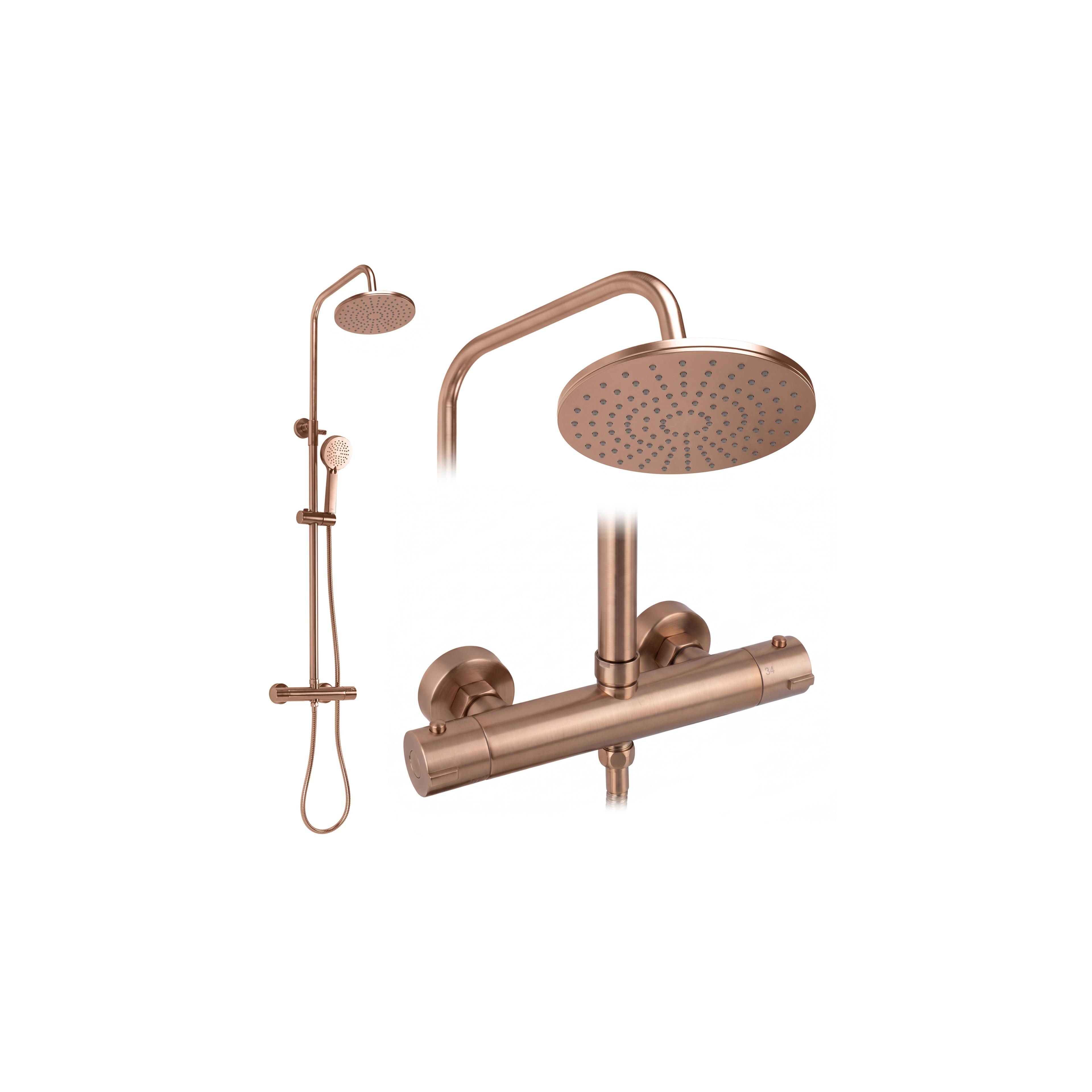 Shower set with thermostat Rea Parot Light Brush Copper