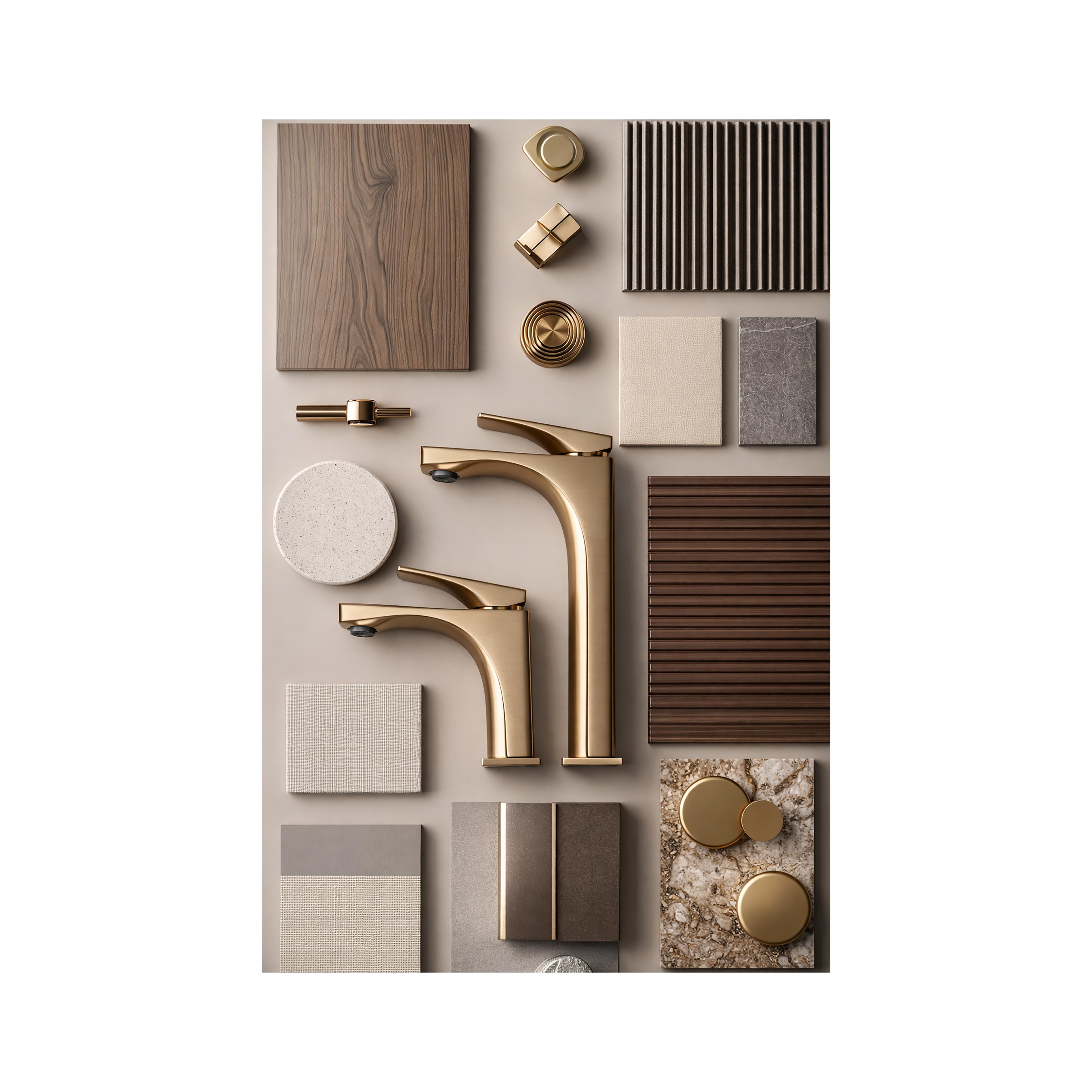 Bathroom faucet PREMIUM Rea Joe Brush Gold High