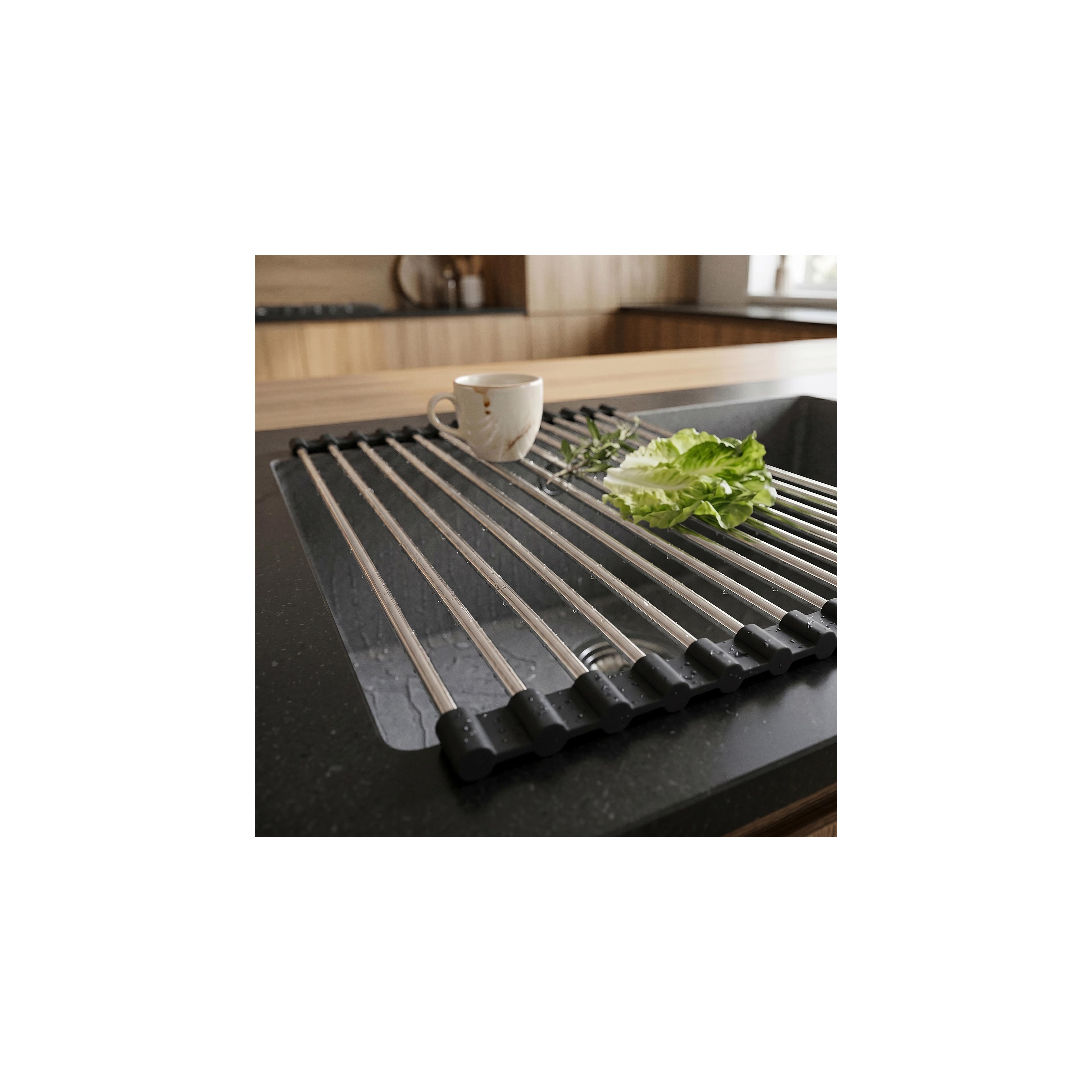 Roll-up dish drying rack for sink REA P12298 Black