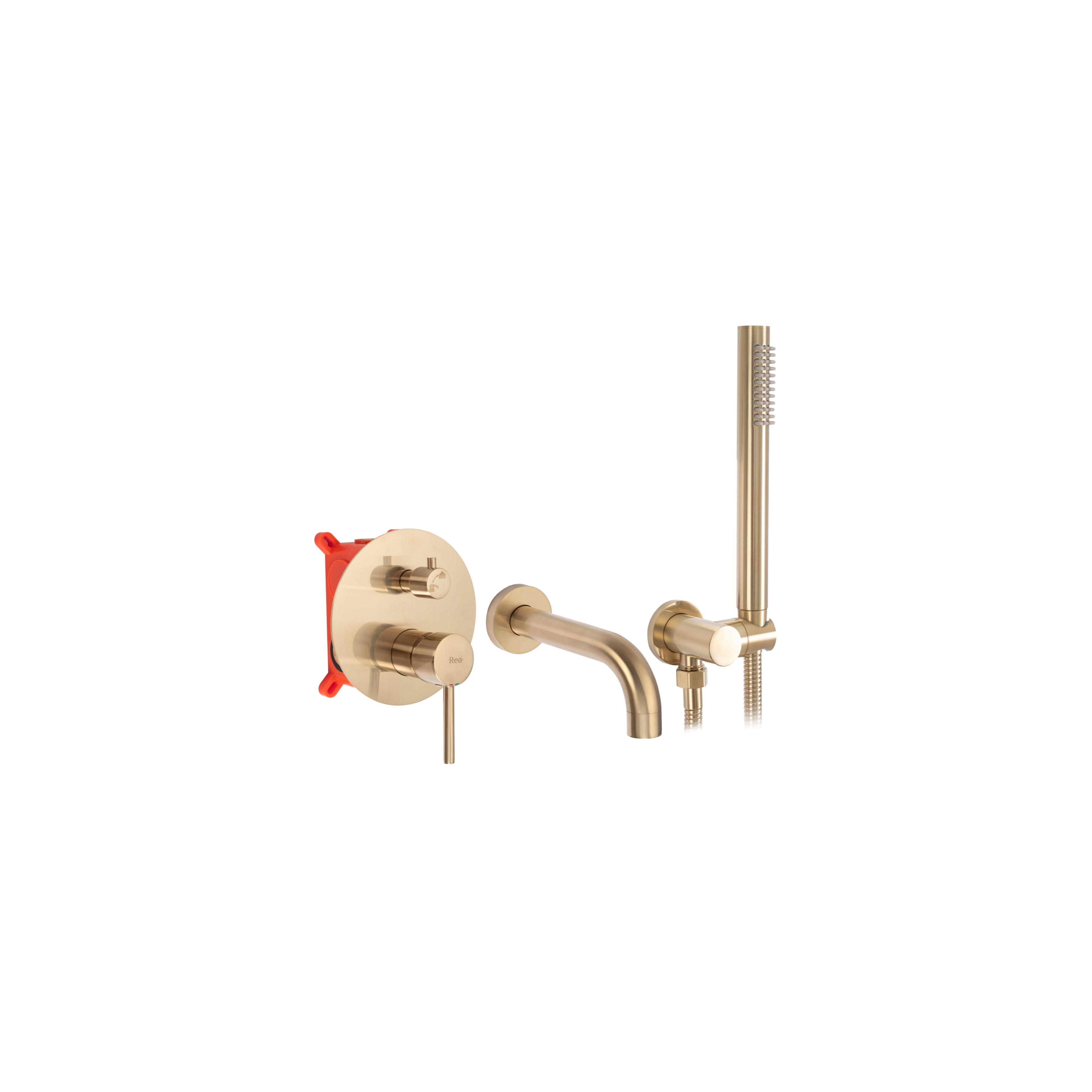 Robinet de baignoire Rea Lungo Gold Brush + Box