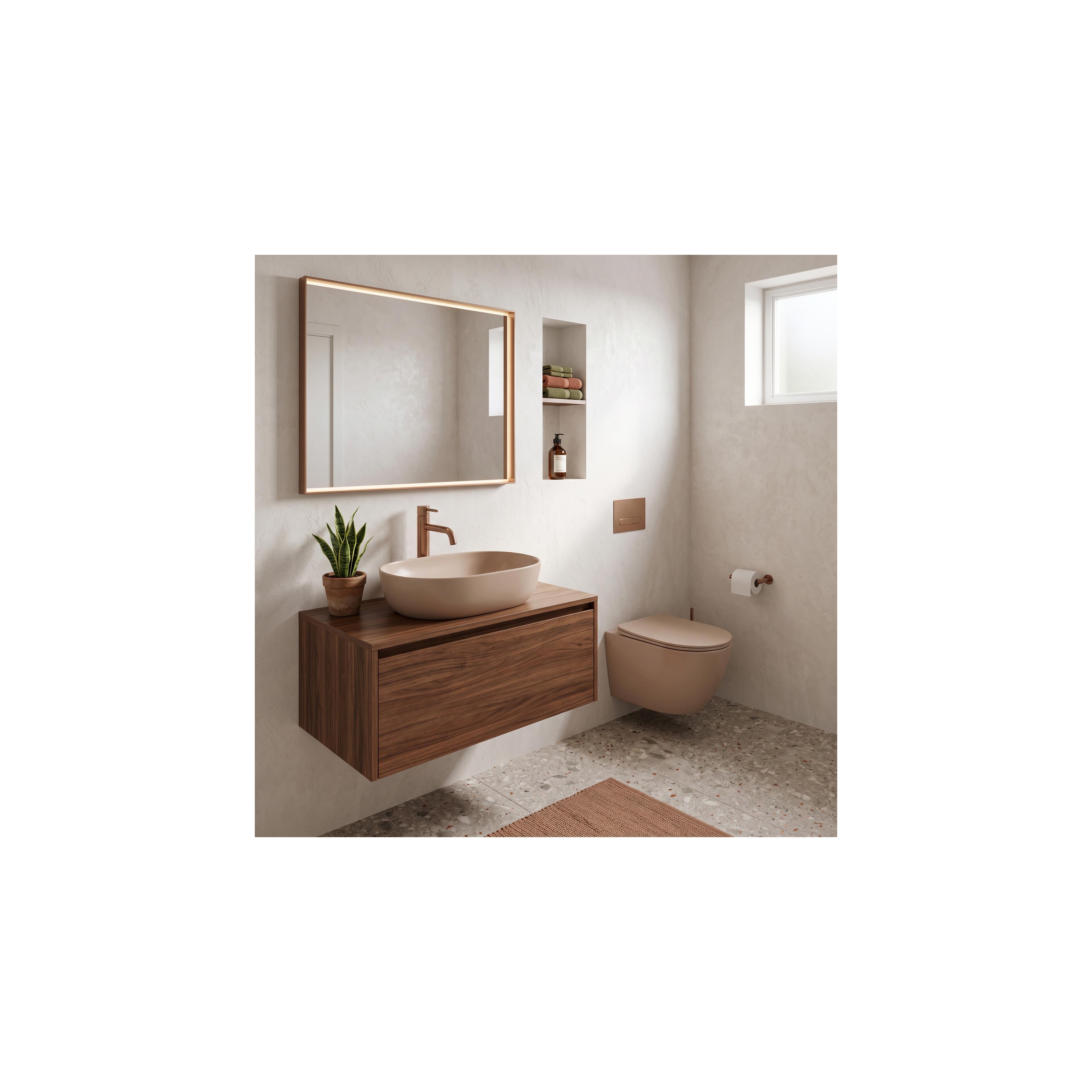 Set: Wandhängendes WC + Aufsatzwaschbecken Rea Duo Caffe Latte Matt