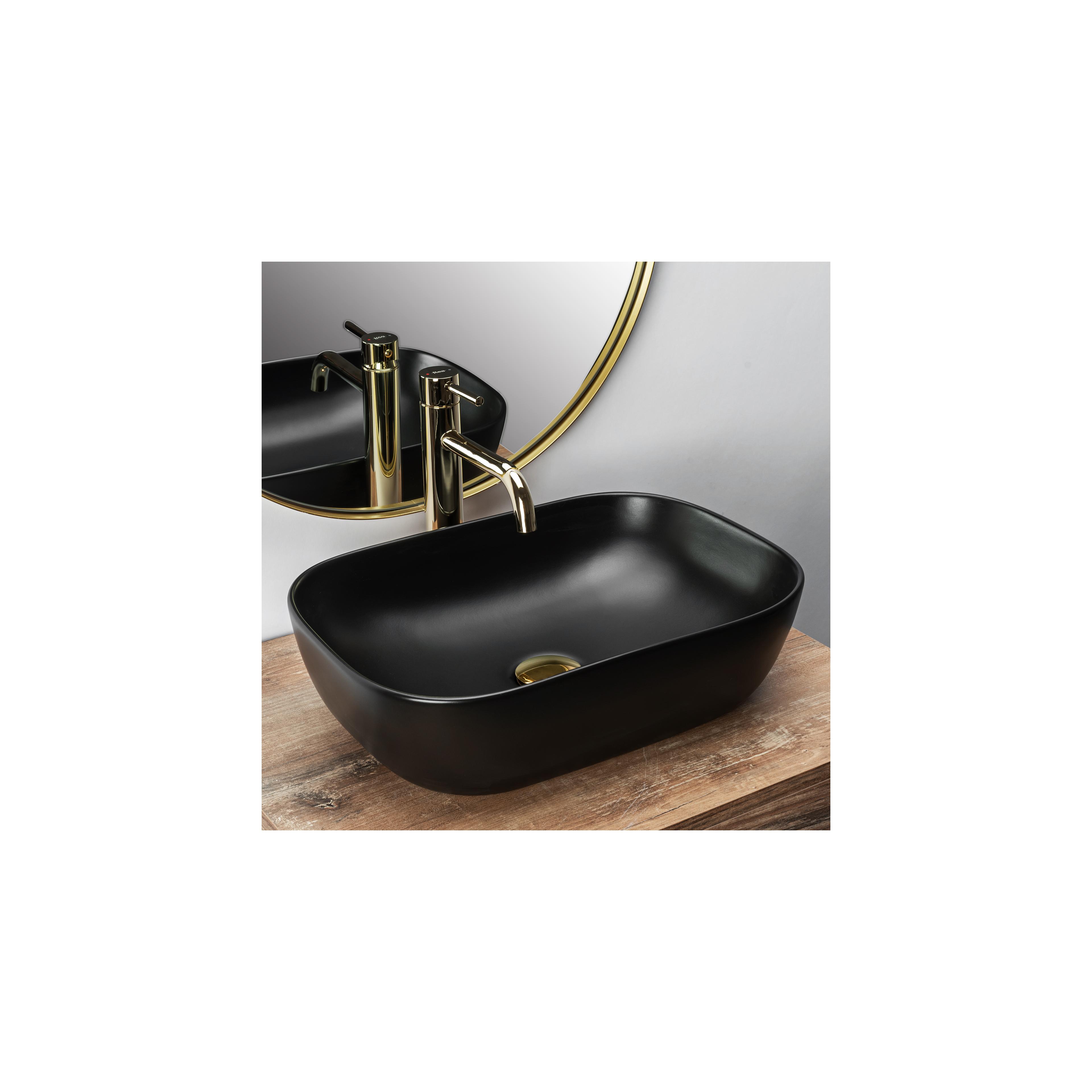 Νιπτήρας Rea Belinda Black Mat 46.5 x 33x 13.5 εκ