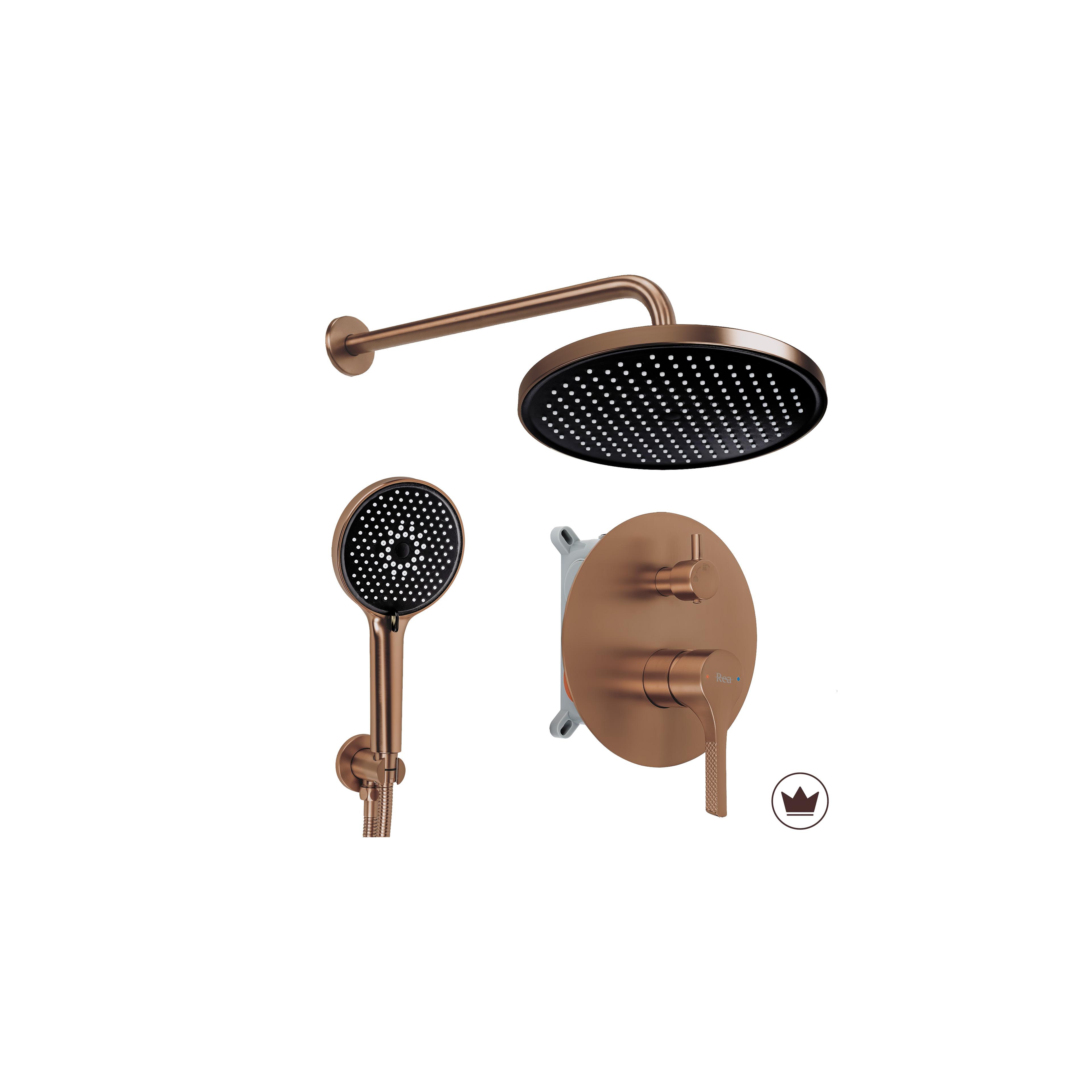 Kit de douche encastré Rea Maxim Brush Copper  + BOX