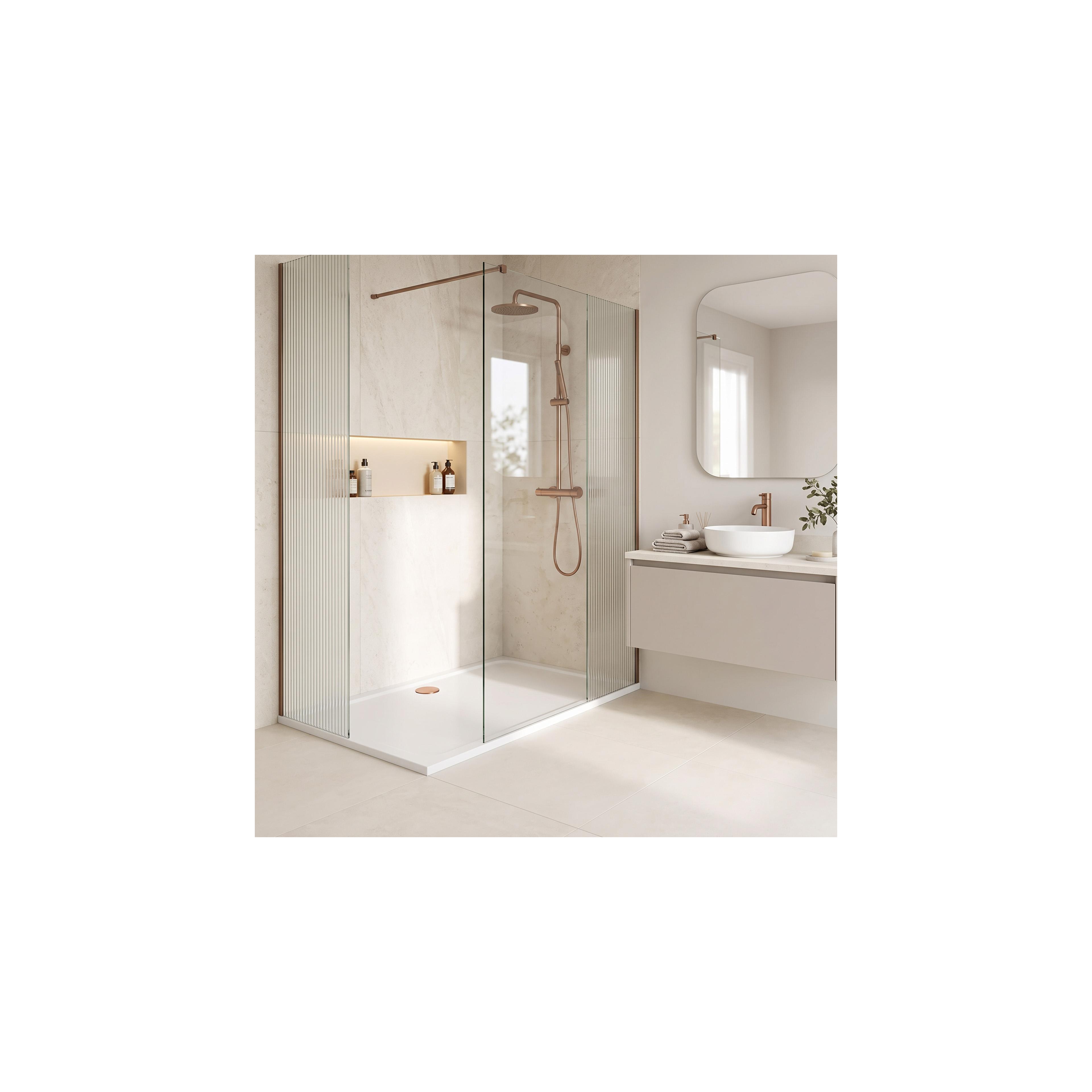 Akrylfat till dusch Rea Belmond vit 80x100 Brush Copper
