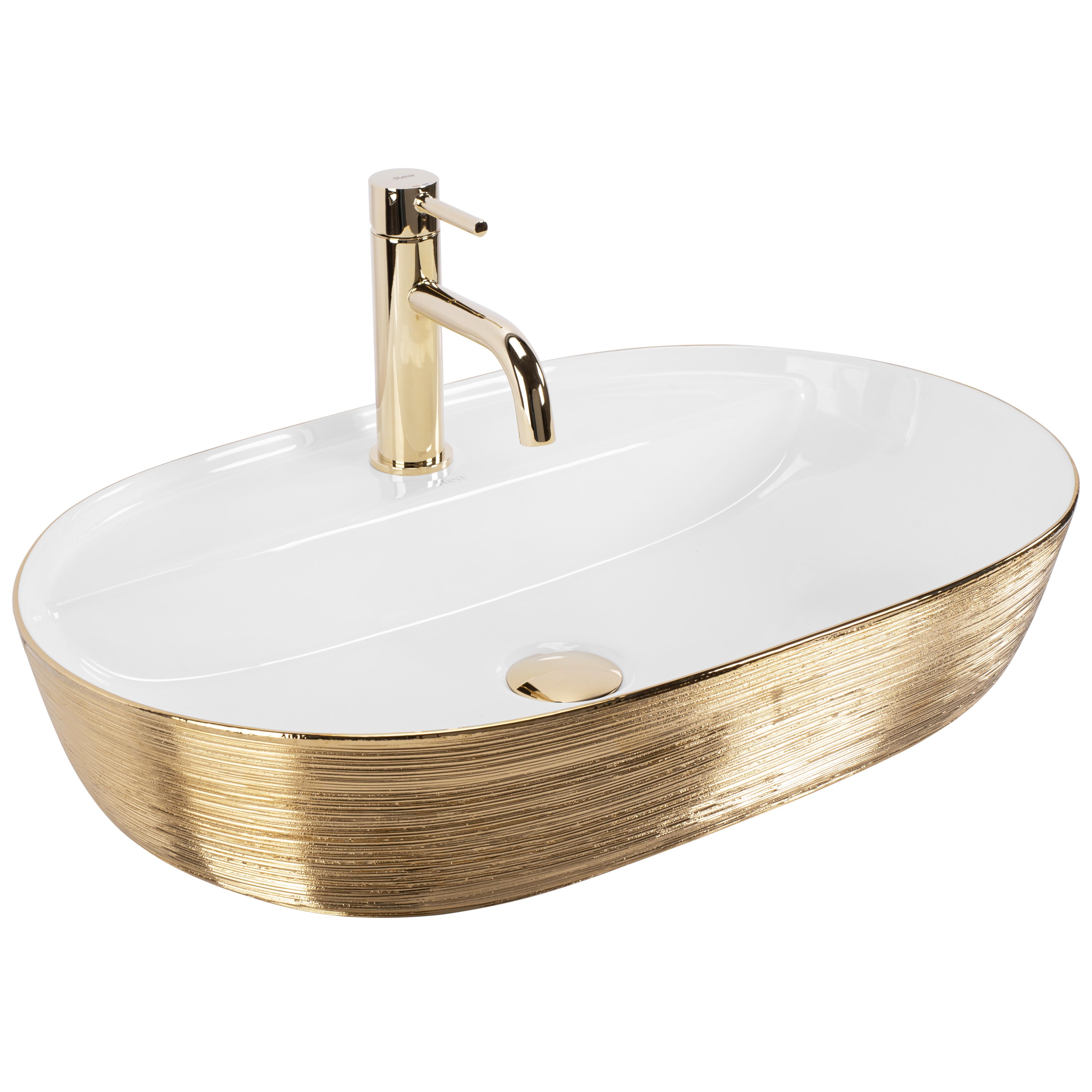 Lavabo da appoggio Rea Aura 61 White Gold Brush