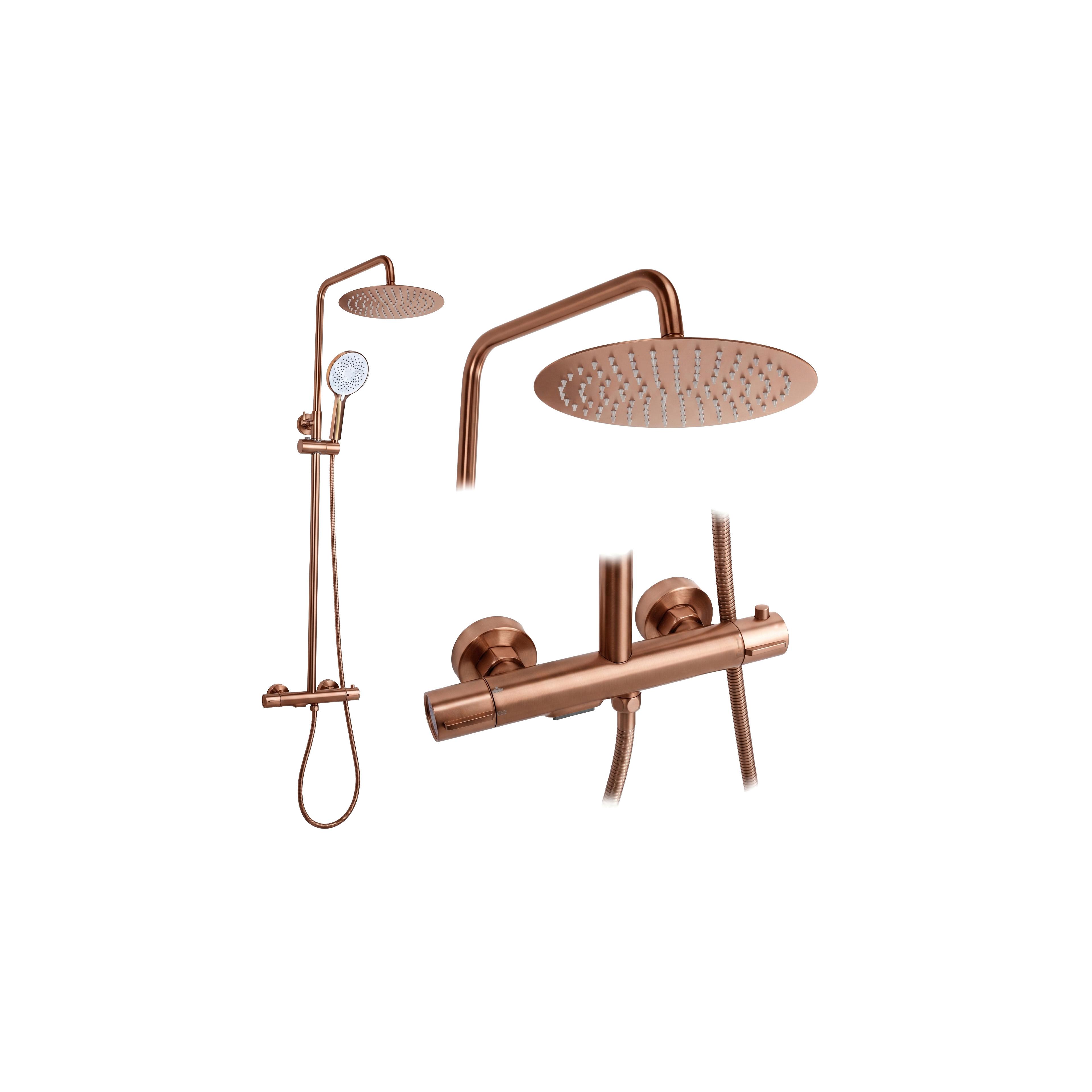 Kit de douche avec thermostat Drop Brush Copper