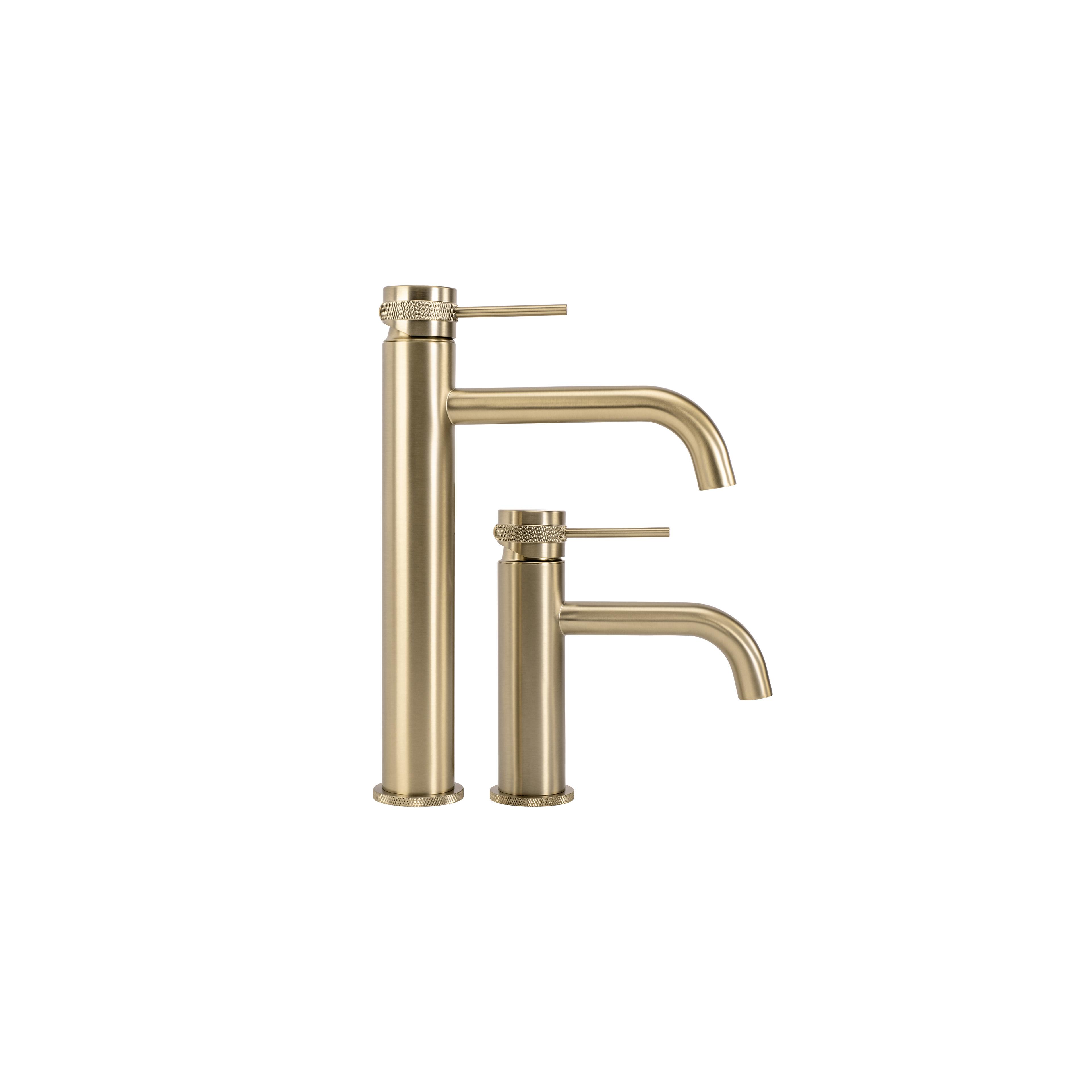 Bathroom faucet Rea Lungo Grip Brush Gold high