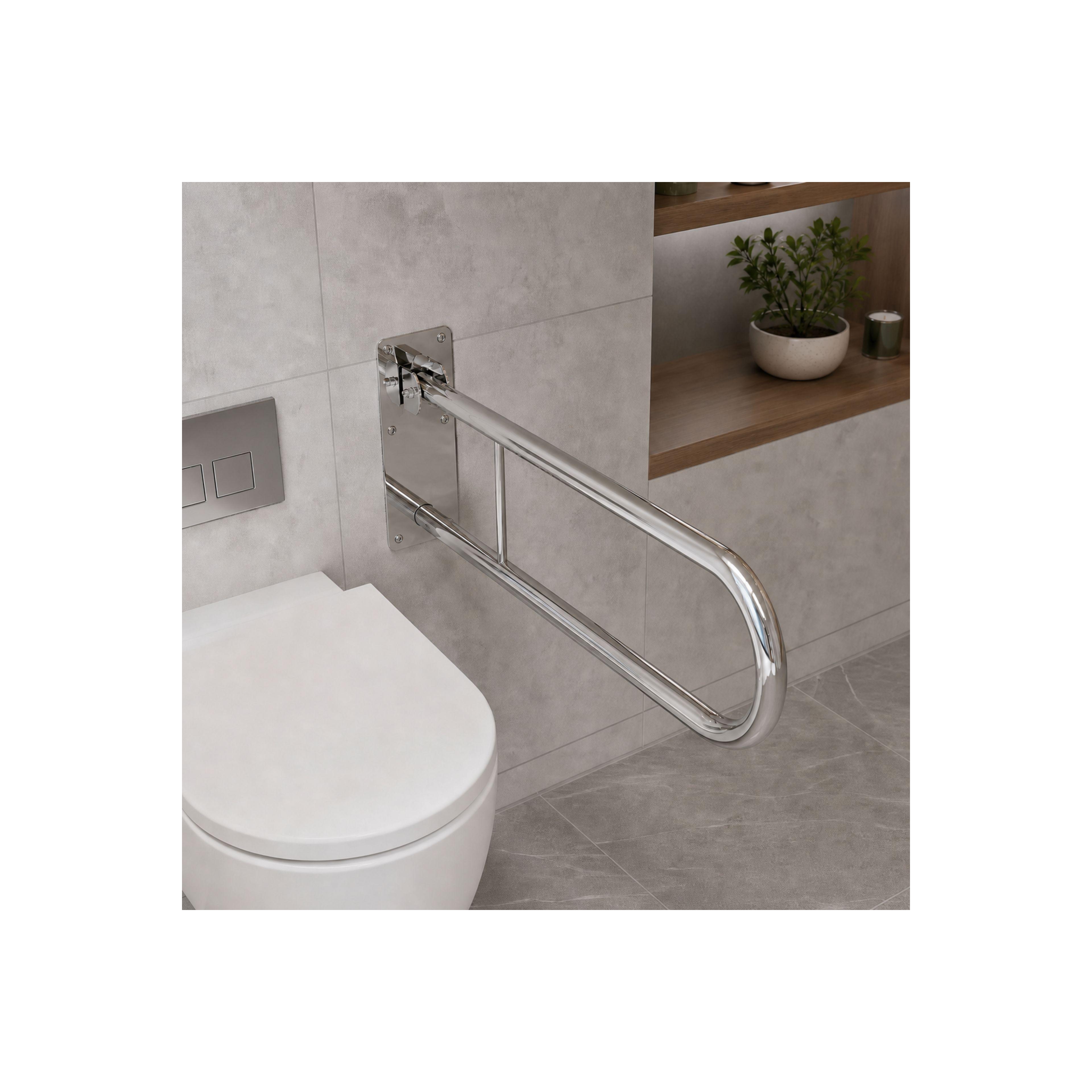 Folding bathroom grab bar Chrome