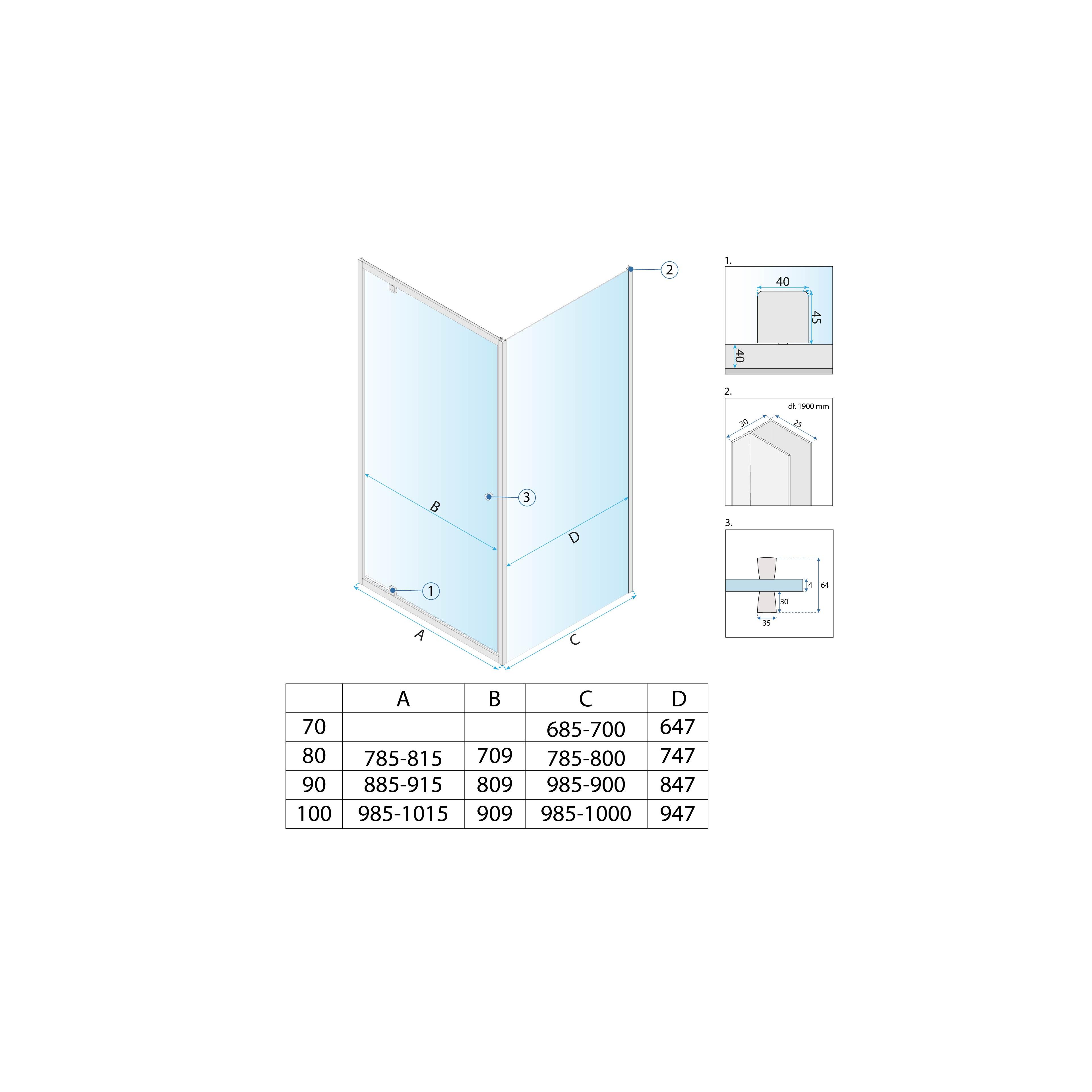 Душ кабина Rea Primo Swing 100x70 Chrome