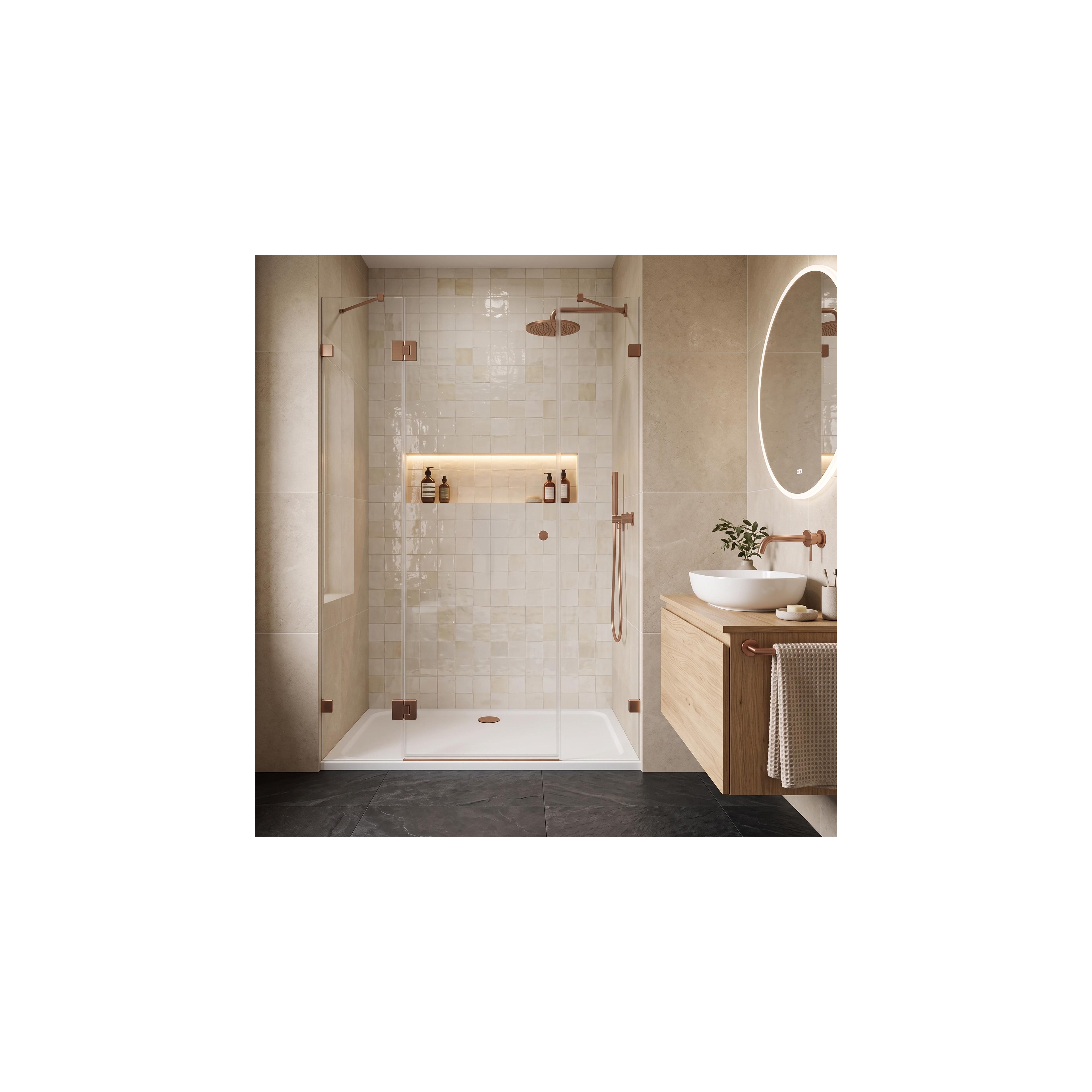 Akrylbrost dusch Rea Belmond vit 90x120 Brush Copper