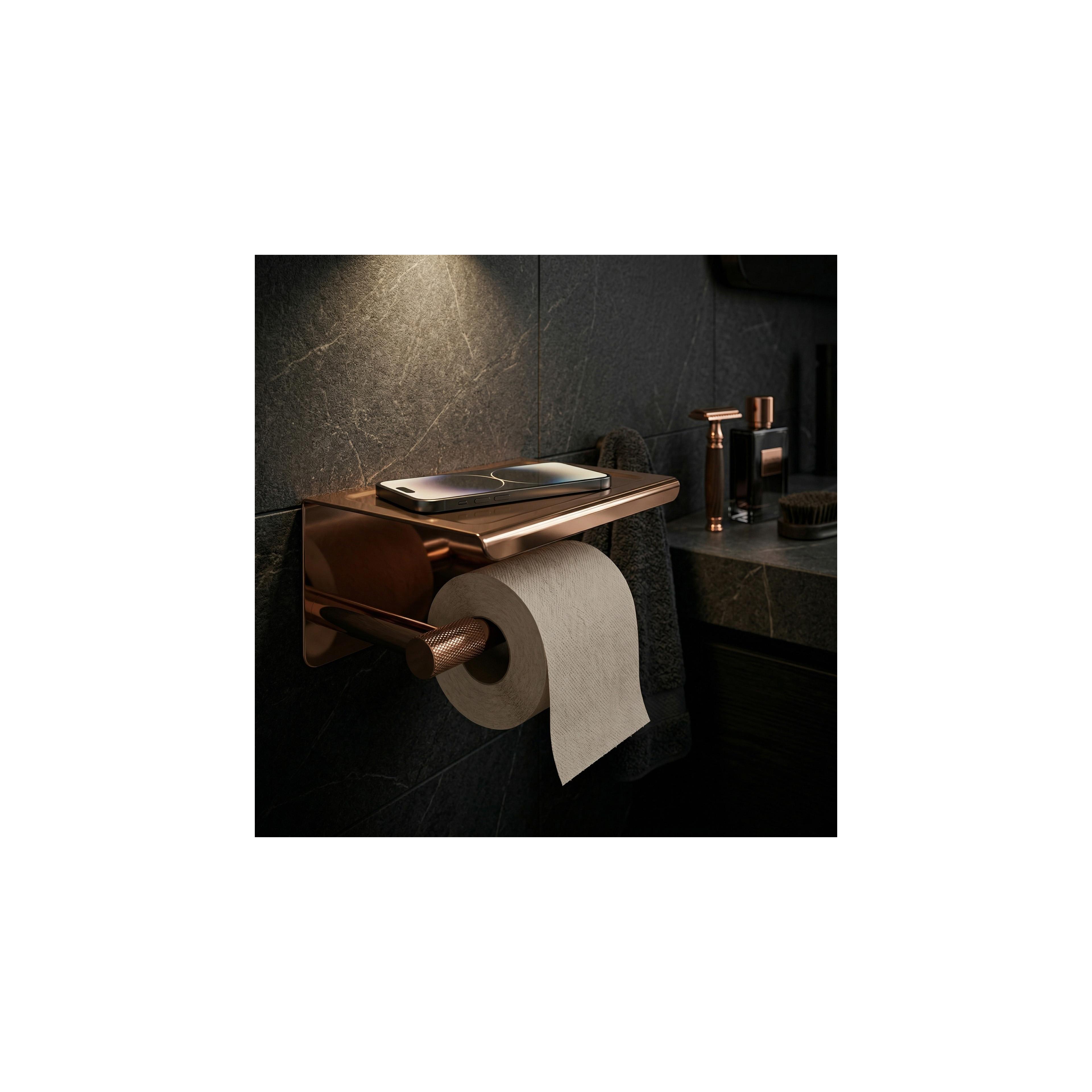 Suporte de papel higiénico com prateleira 6613 Modern Copper