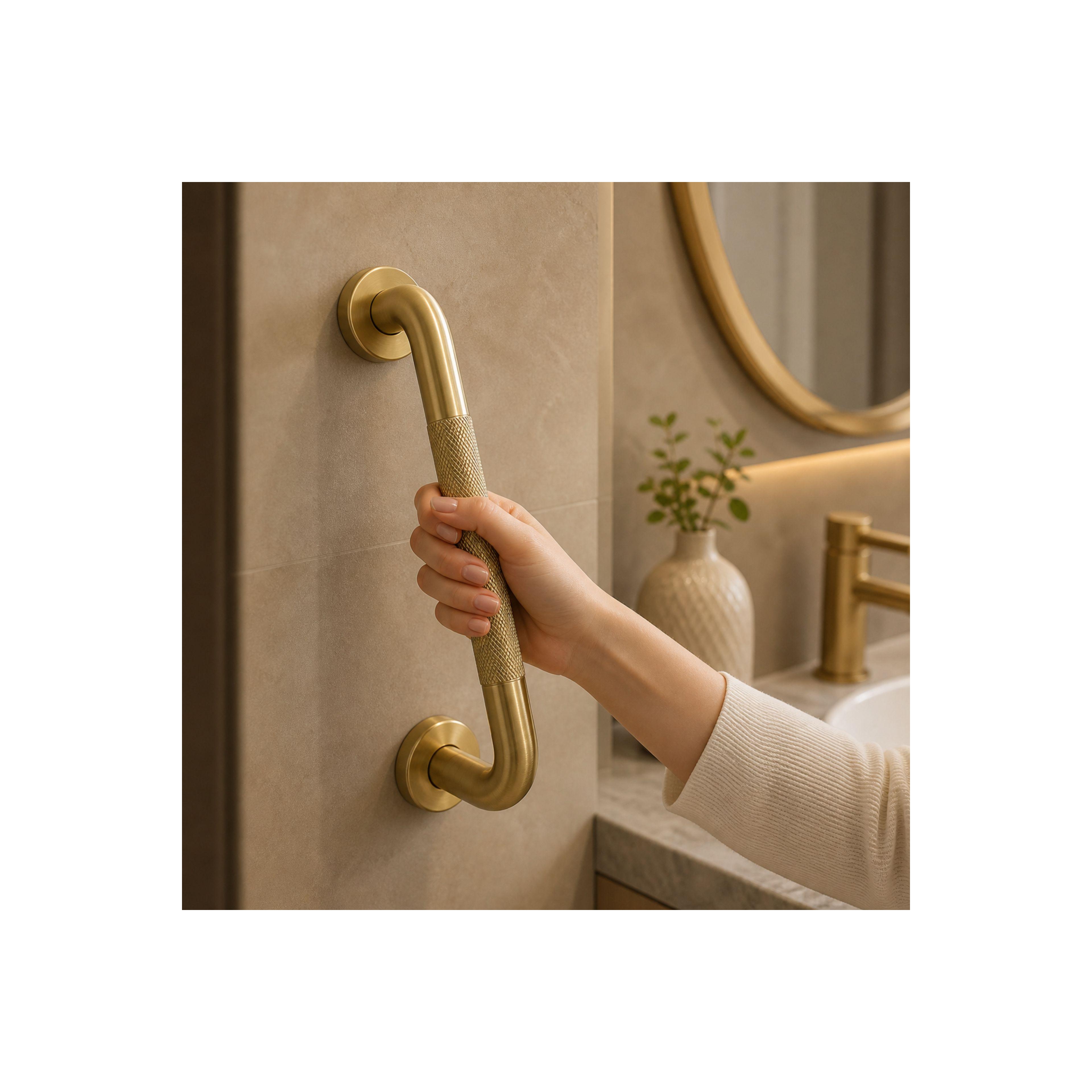 Straight bathroom grab bar Brush Gold