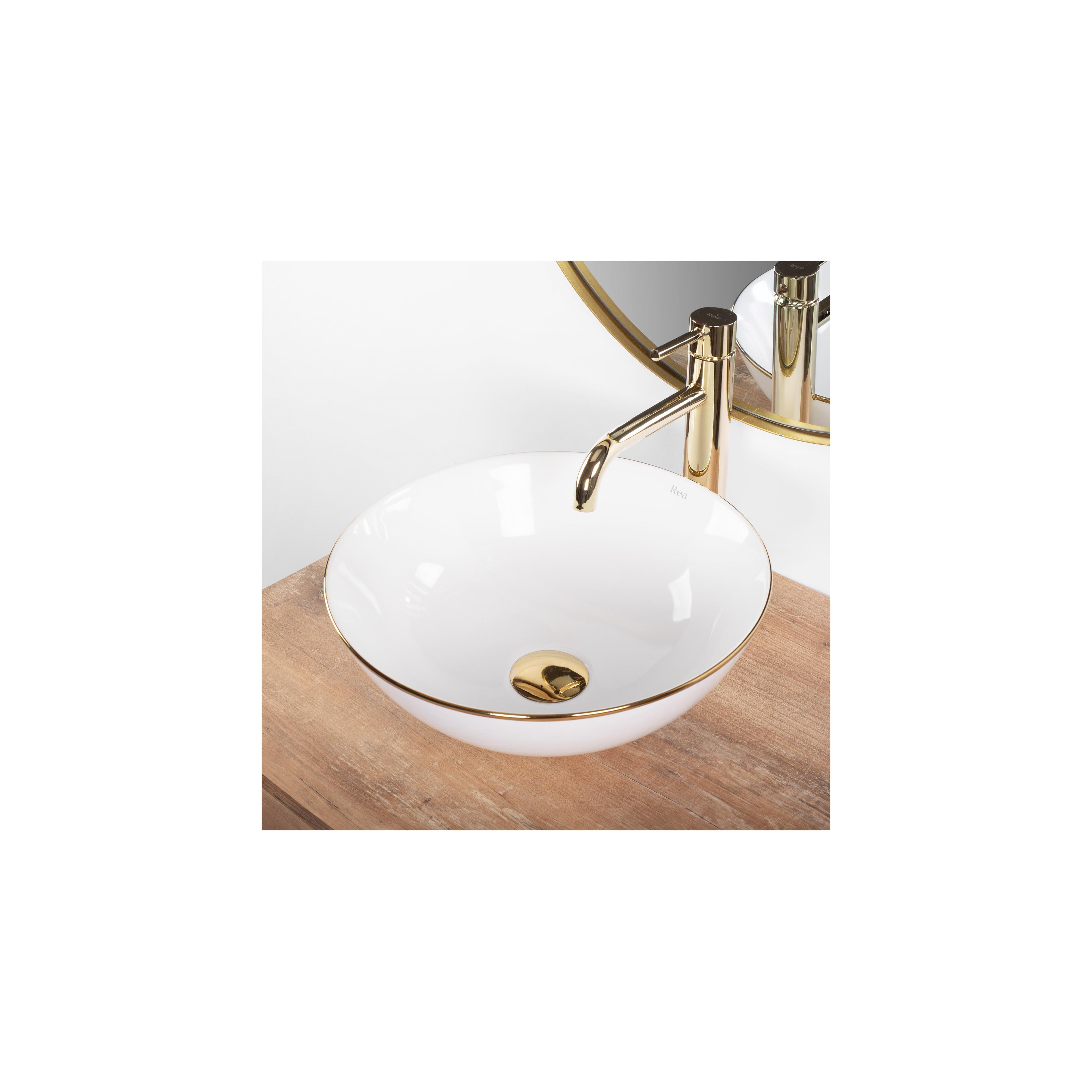 Countertop Basin Stella White gold edge