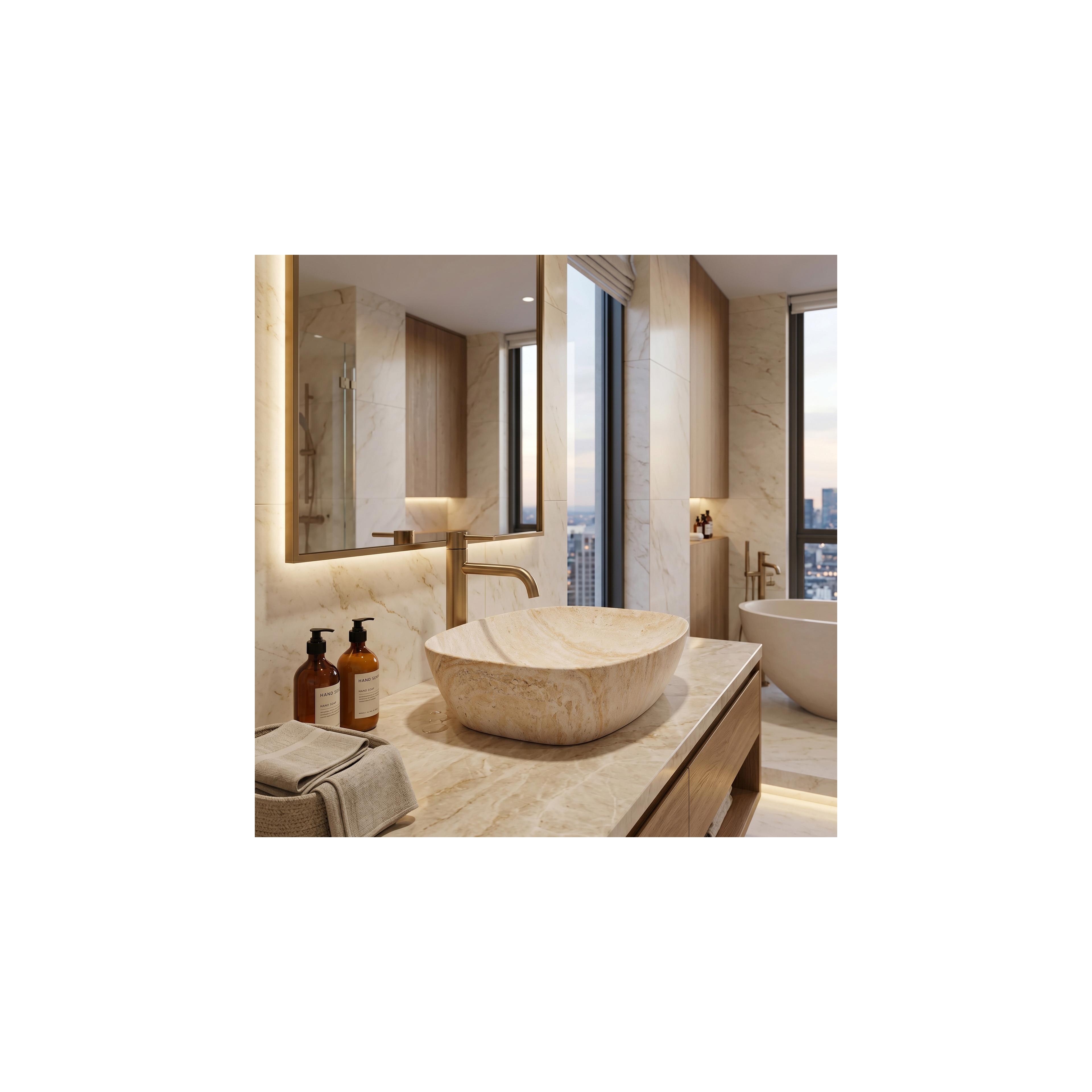 Aufsatzwaschbecken Rea Freja Travertine Matt