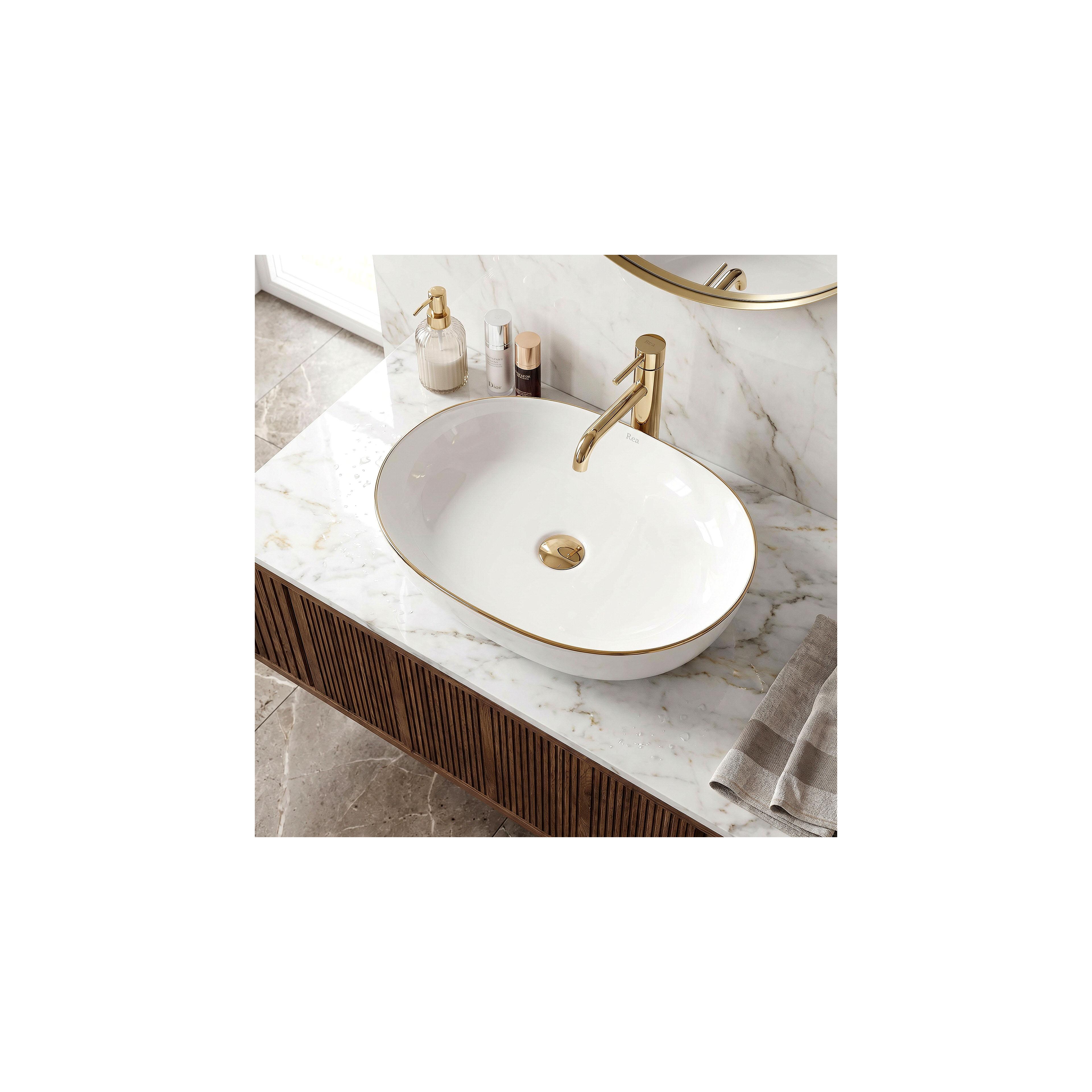 Aufsatzwaschbecken Rea CLEO white Black edge