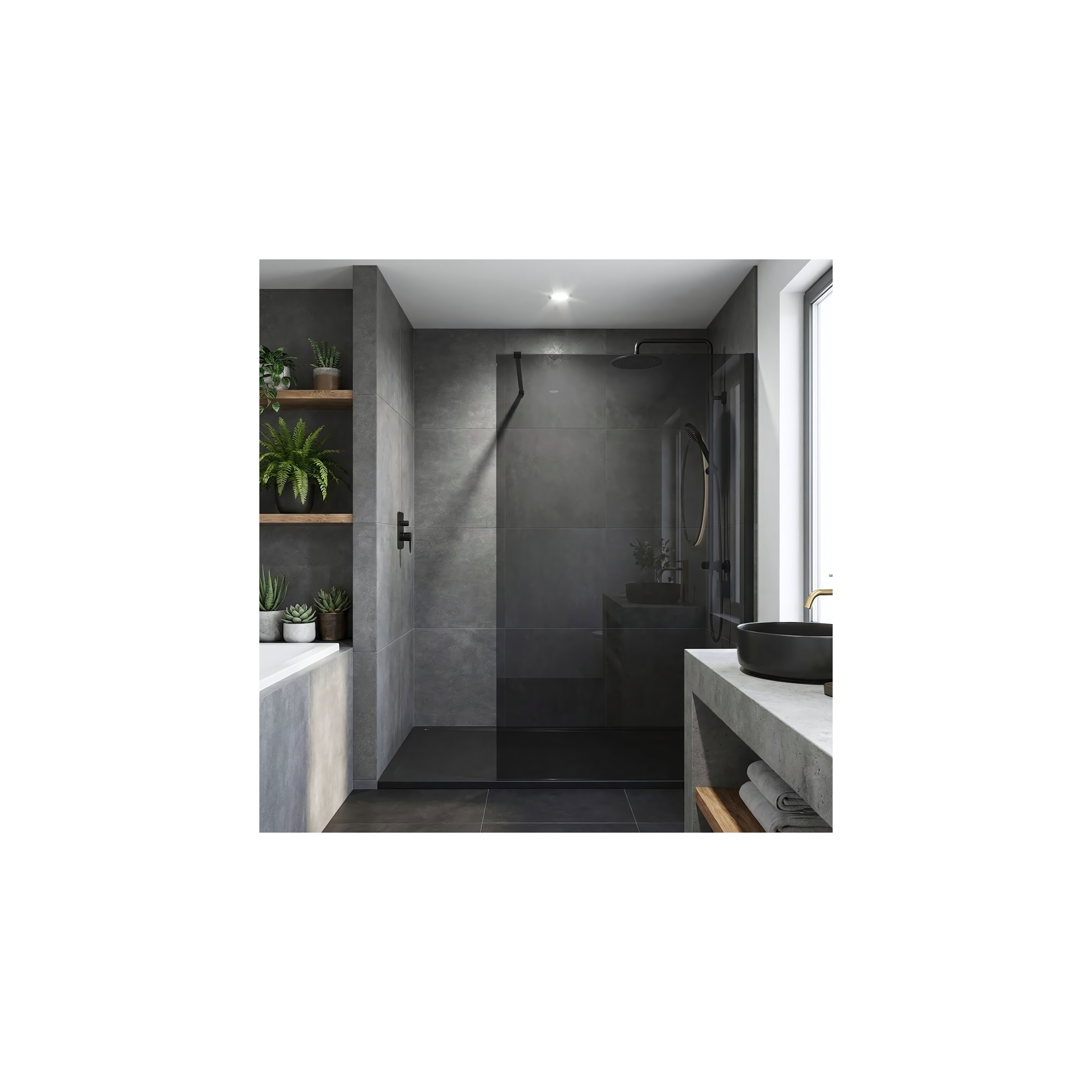 Duschwand Rea Flexi Grey / Black 120