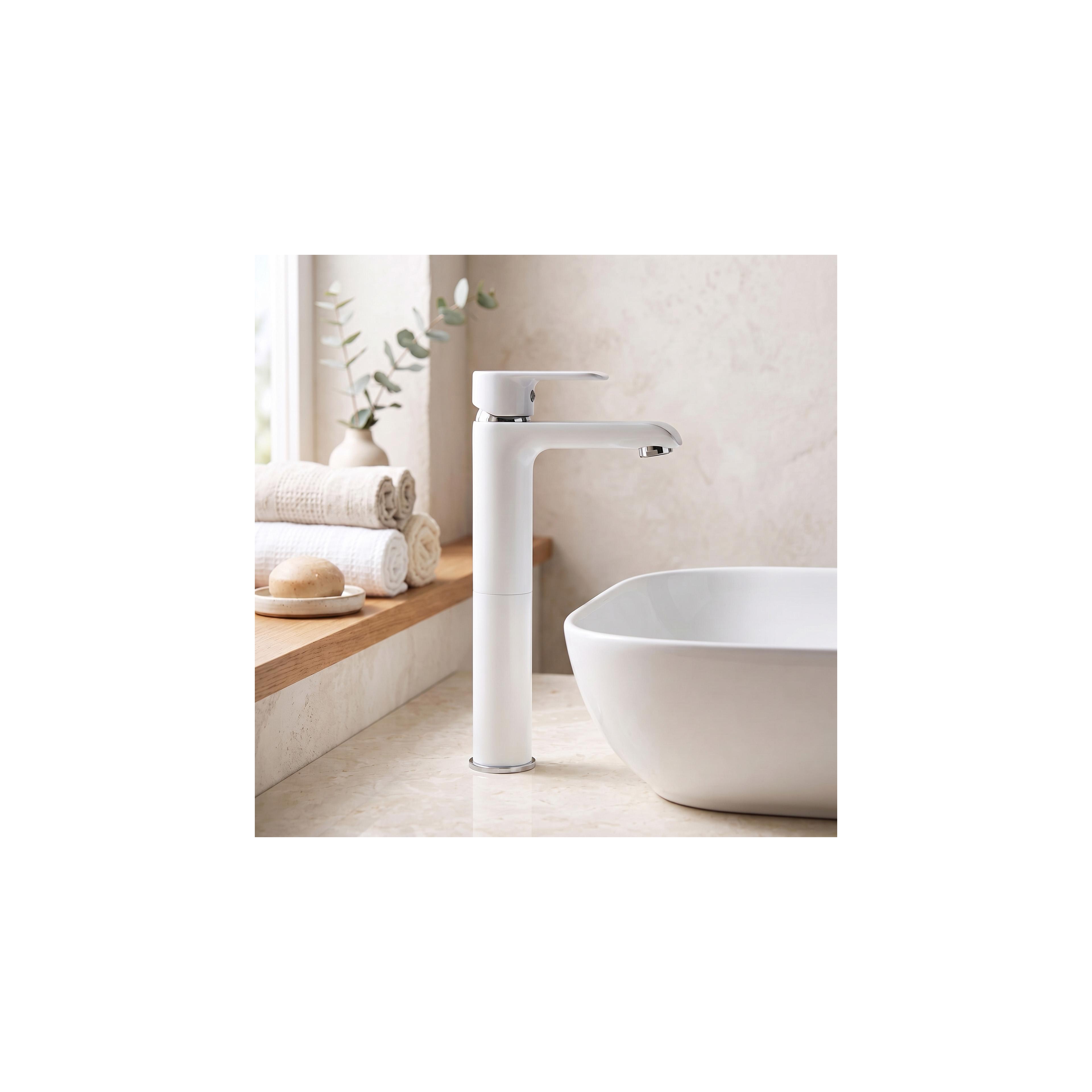Waschbeckenarmatur REA Bloom White Chrom high