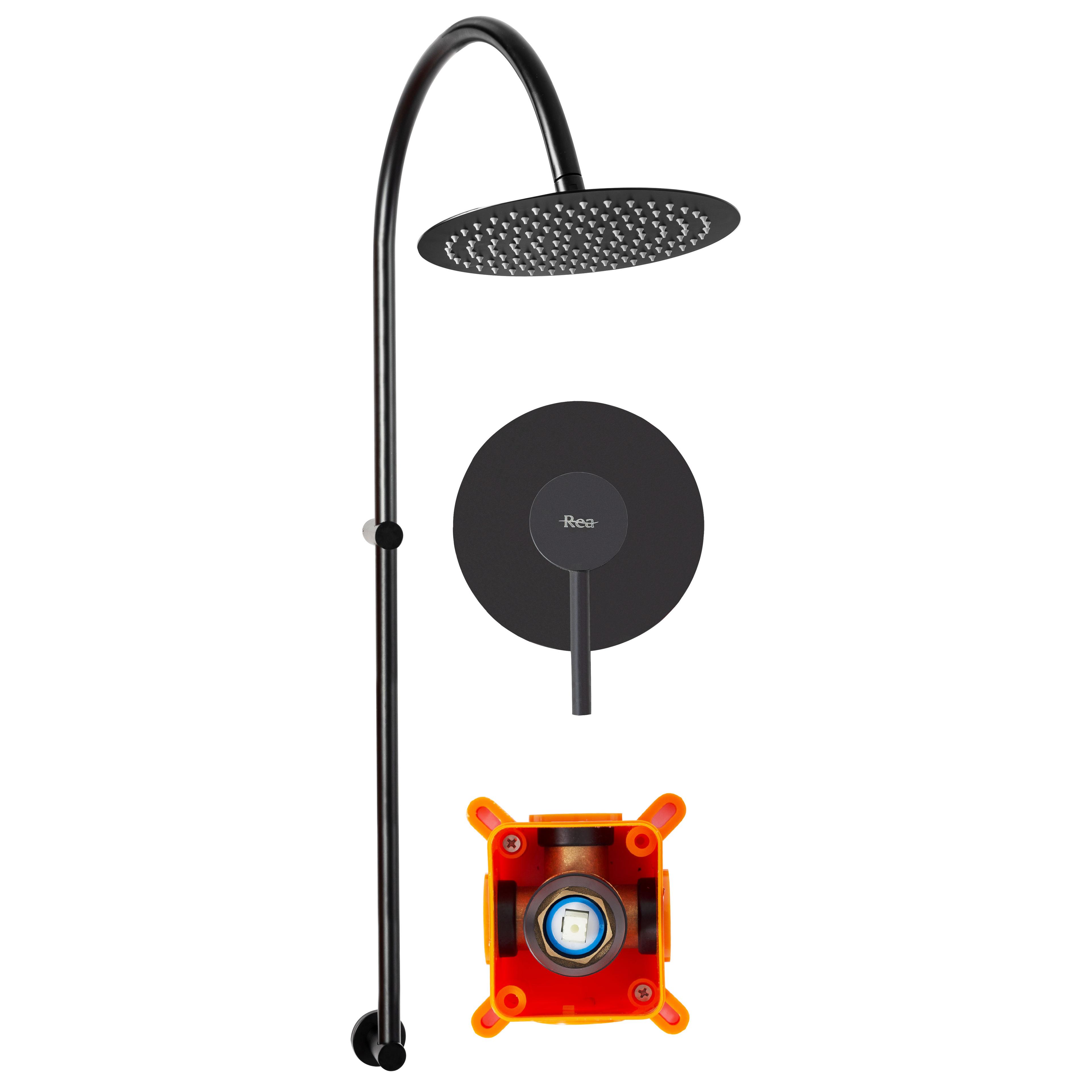 Set pentru dus Lugano Black Rea incastrabil +BOX