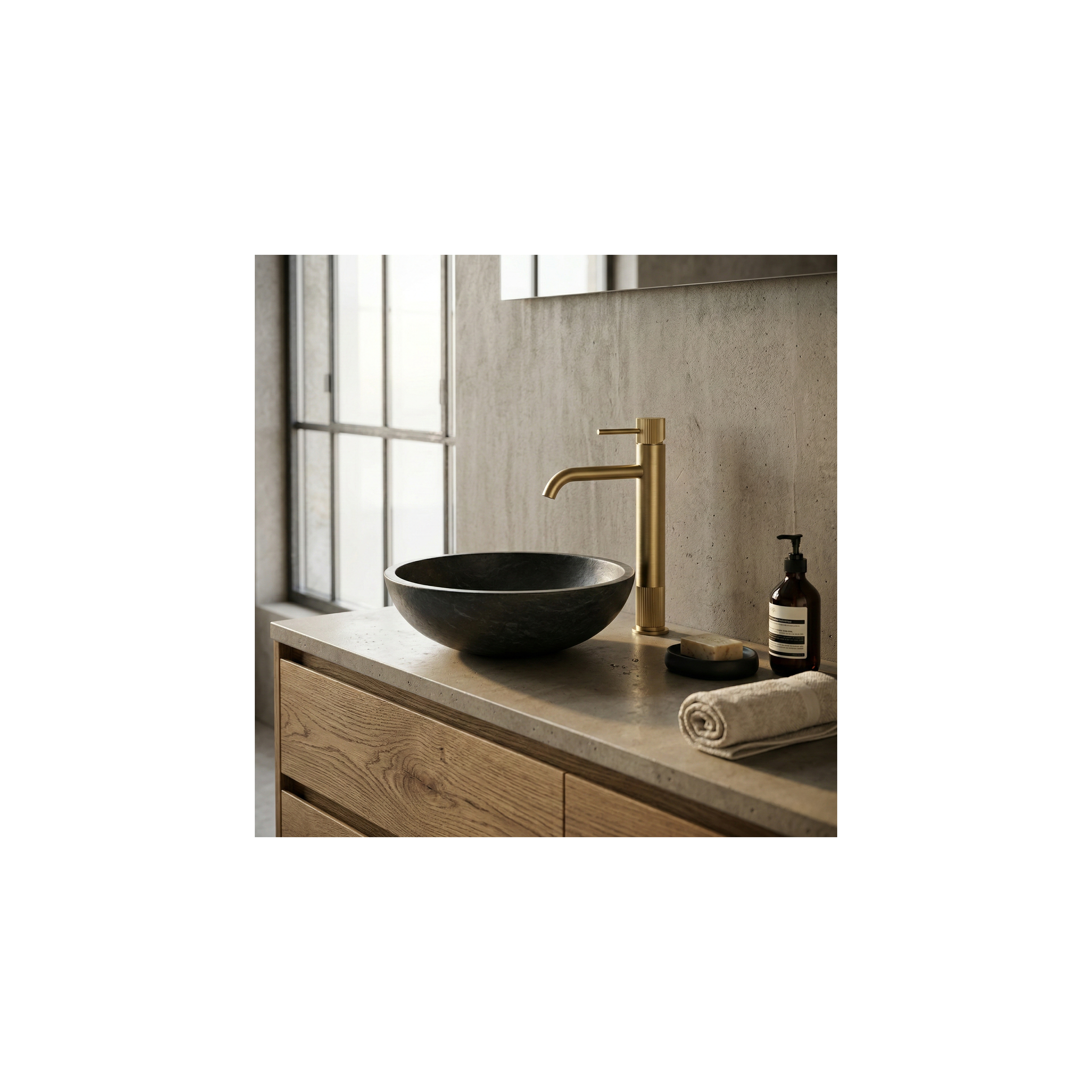 Waschbeckenarmatur Rea Lungo Stripe Brush Gold