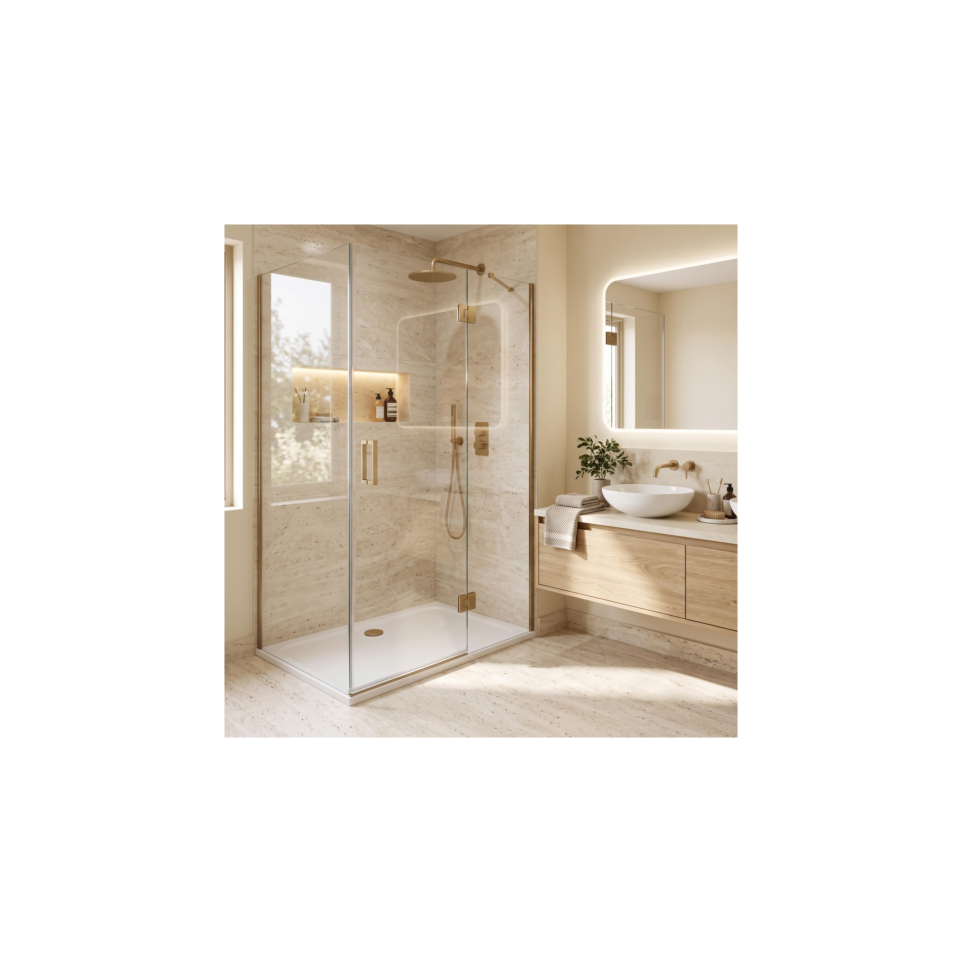 Akrylfat till dusch Rea Belmond vit 80x100 Brush Gold