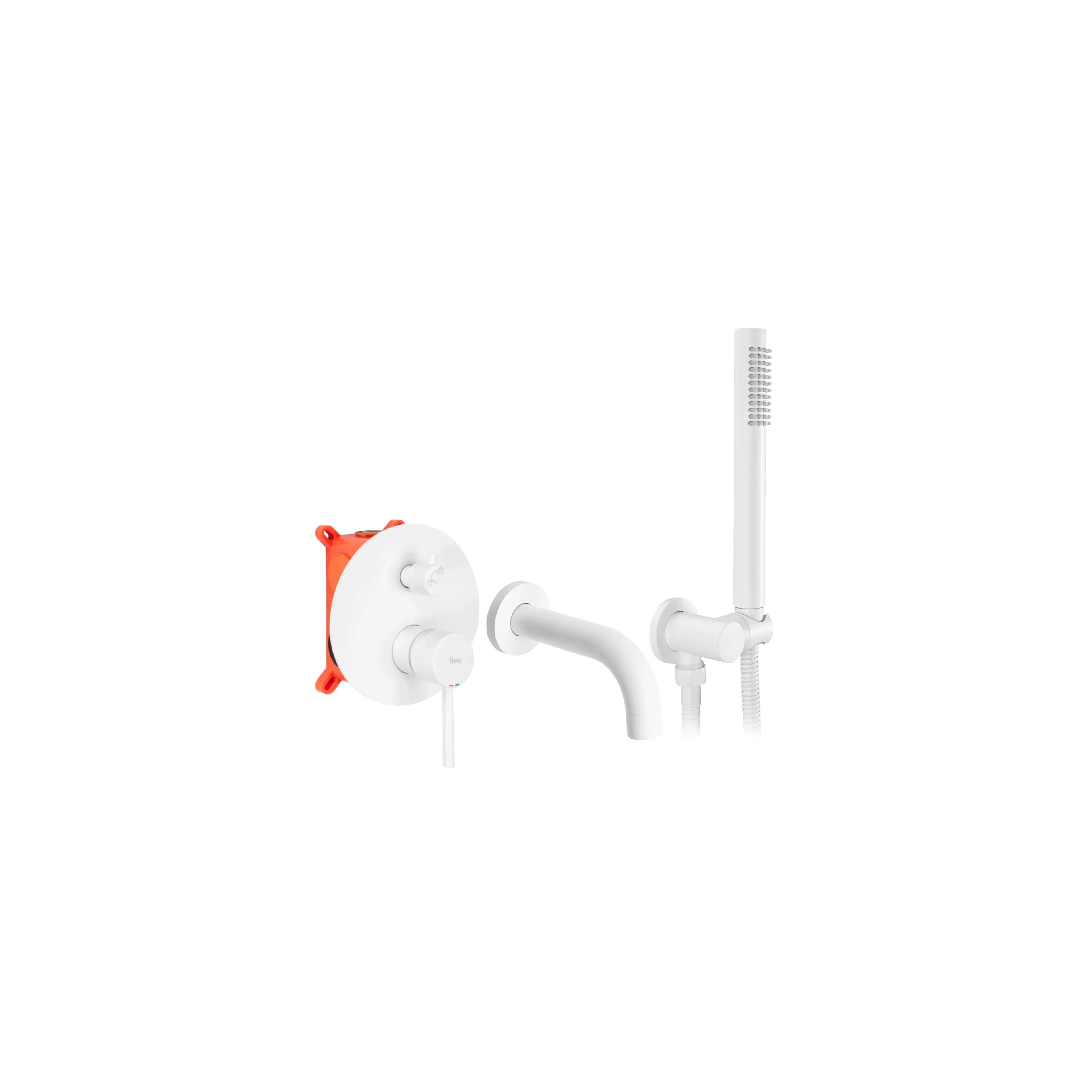 Wall Mounted Bath faucet Rea Lungo White Matt + Box