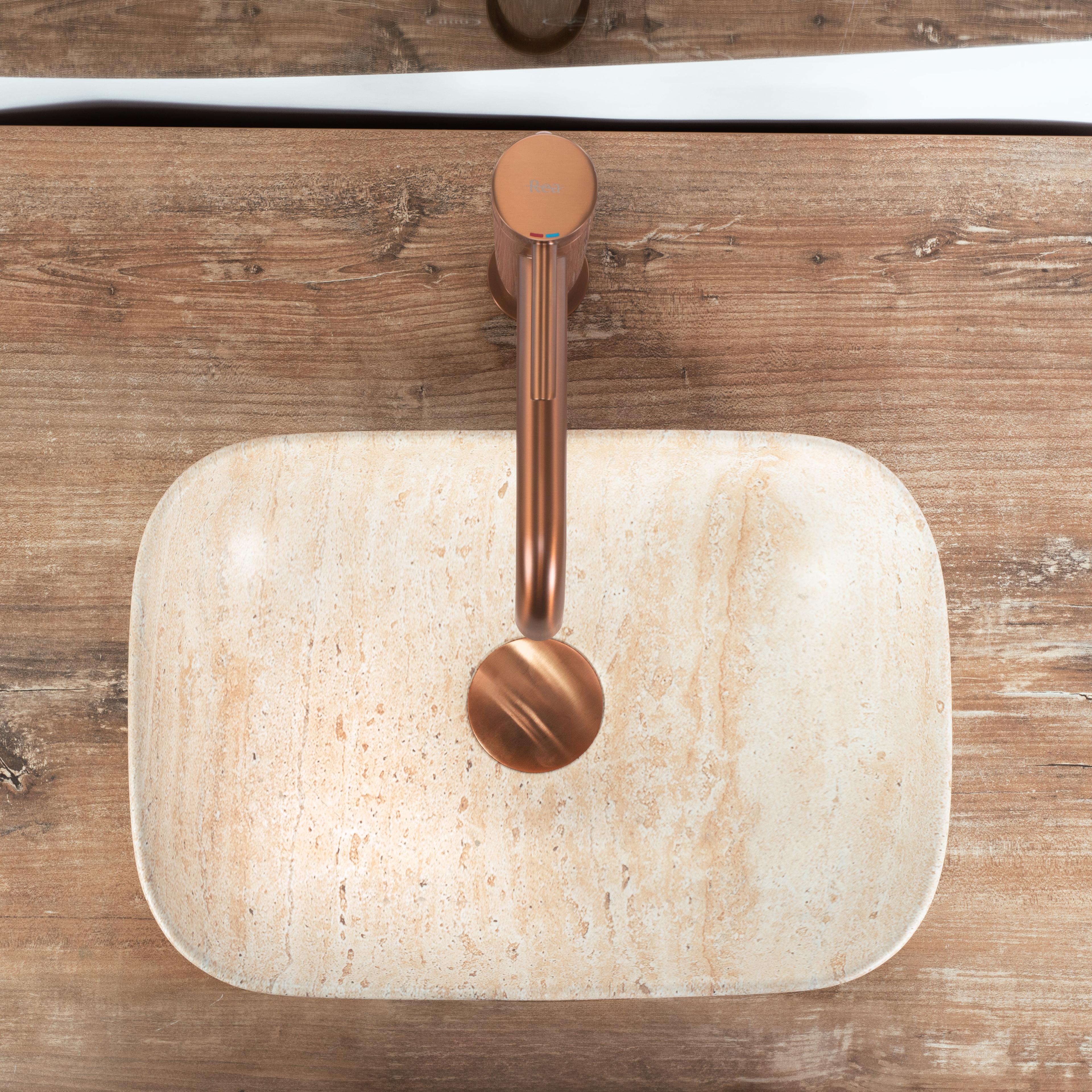 Aufsatzwaschbecken Rea BELINDA MINI TRAVERTINE MATT