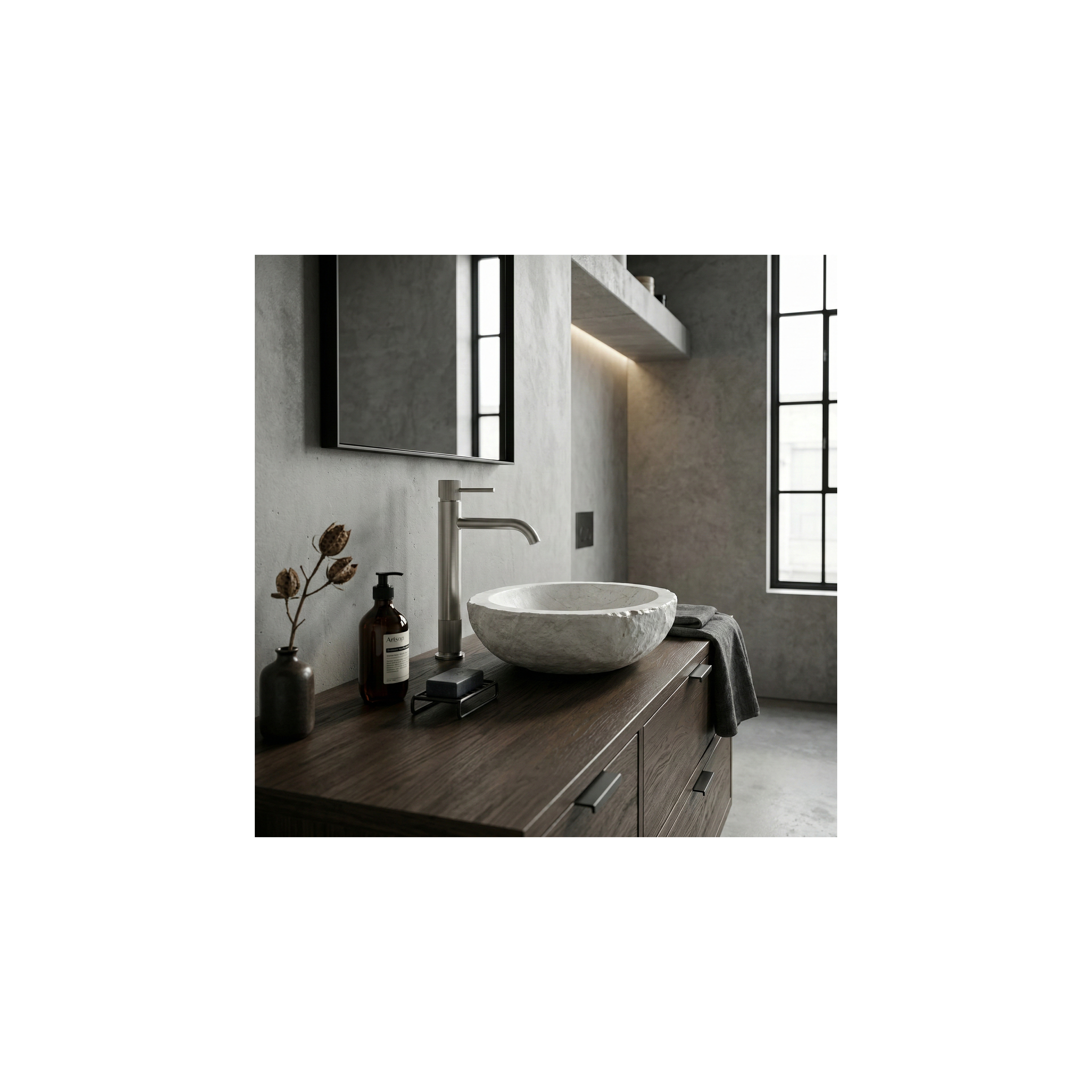 Waschbeckenarmatur Rea Lungo Stripe Brush Nickel