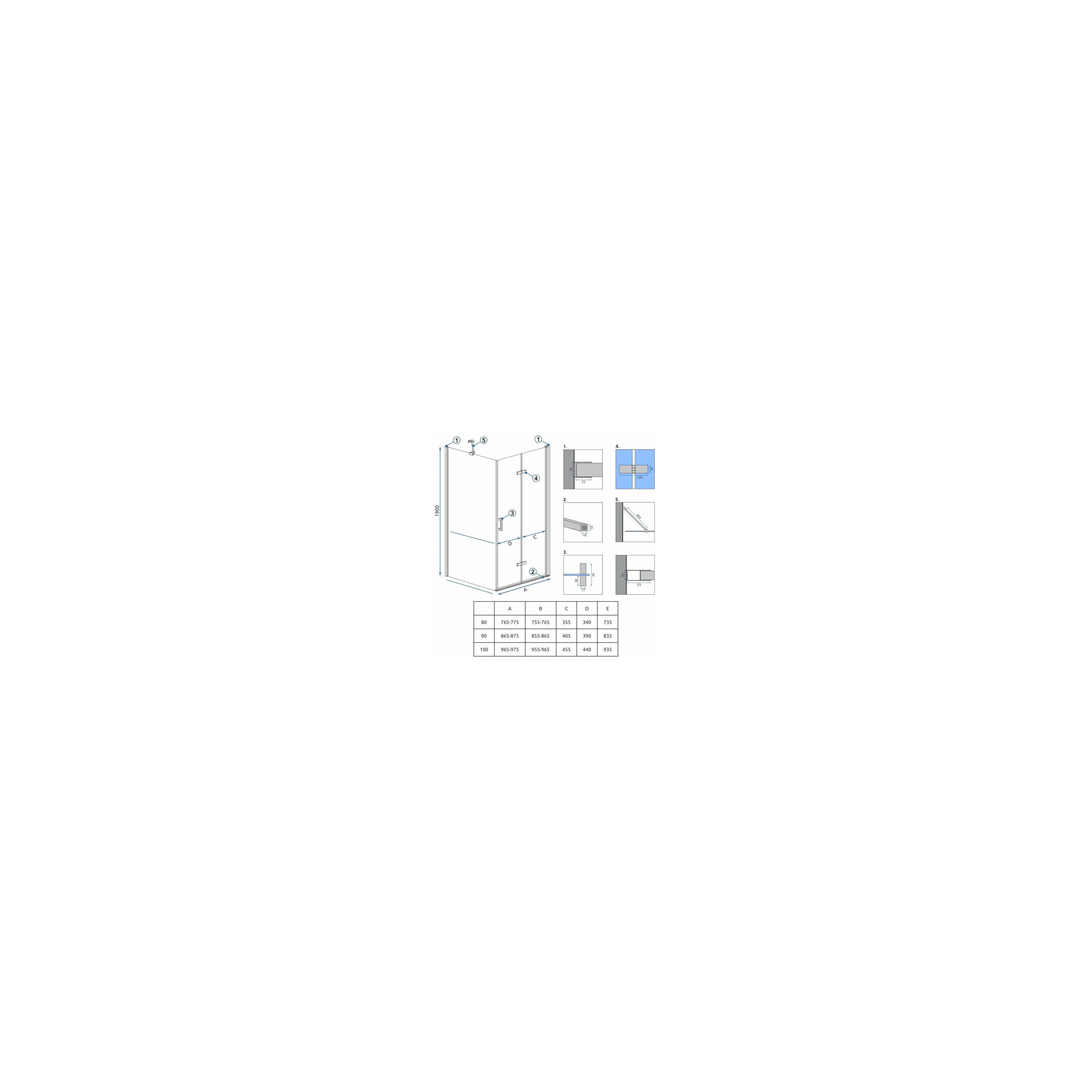 Tuš kabina Rea Molier Chrom 80x80