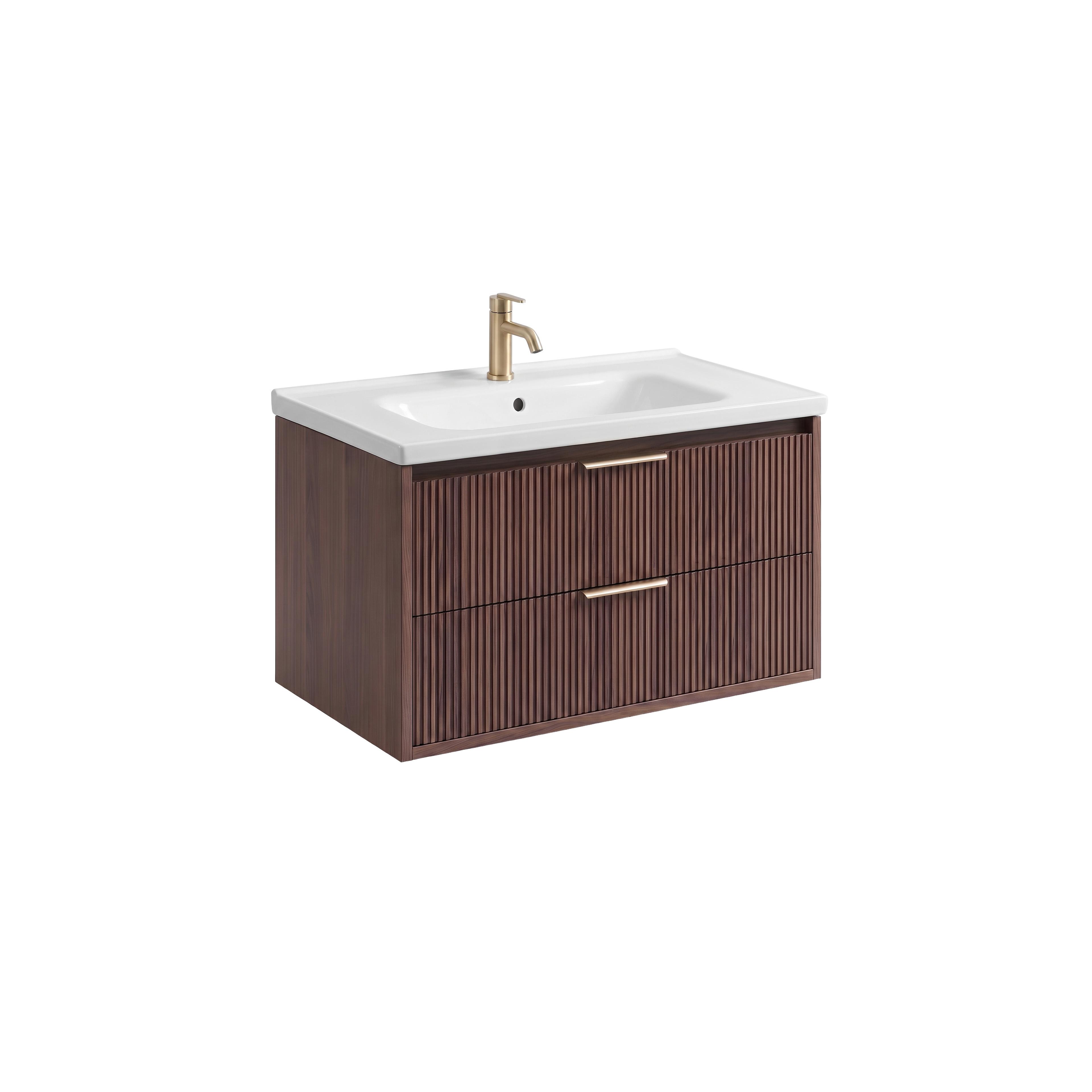Szafka łazienkowa z umywalką Rea Sherry 80cm Brown Walnut
