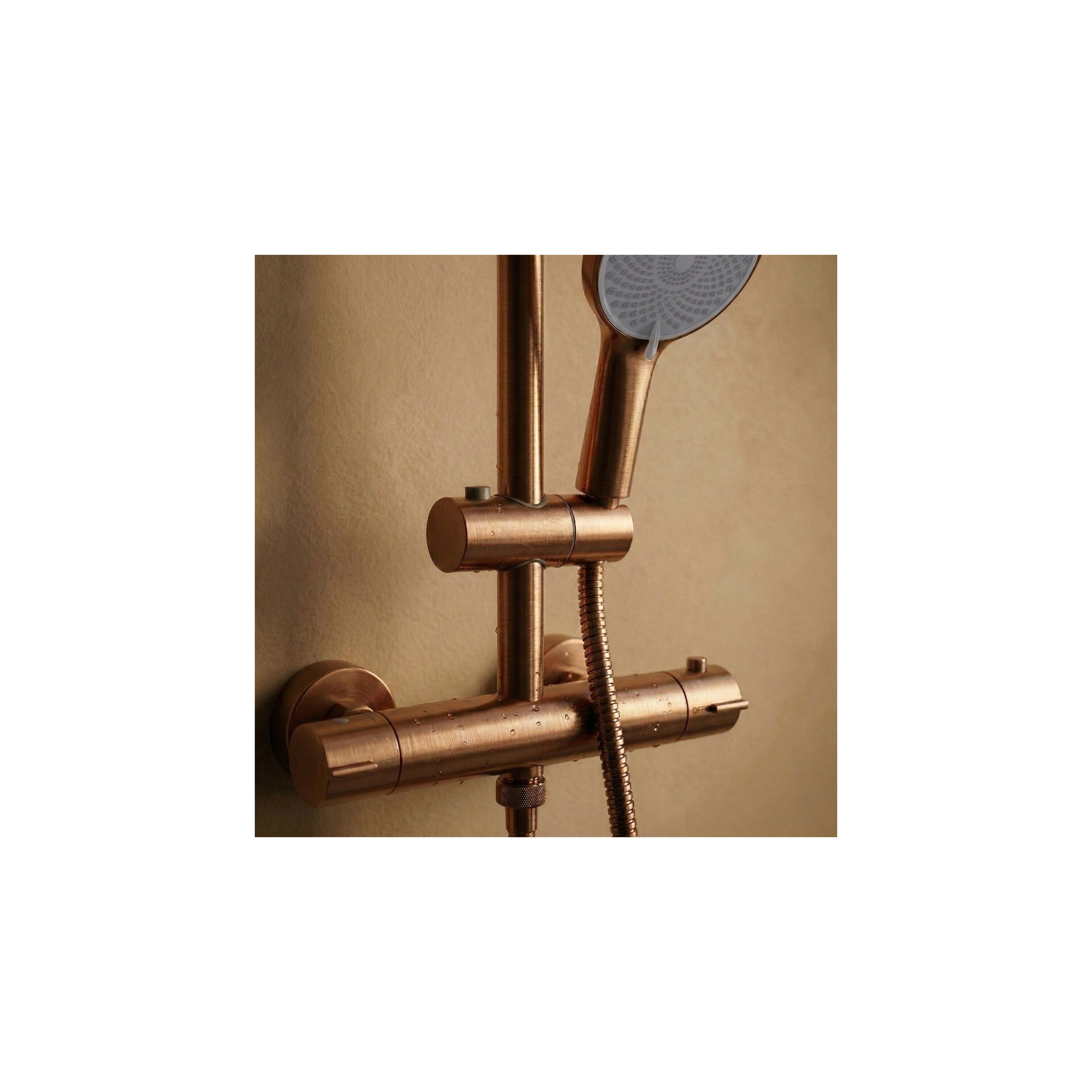 Doucheset zonder uitloop met thermostaat Rea Lungo Copper Brush