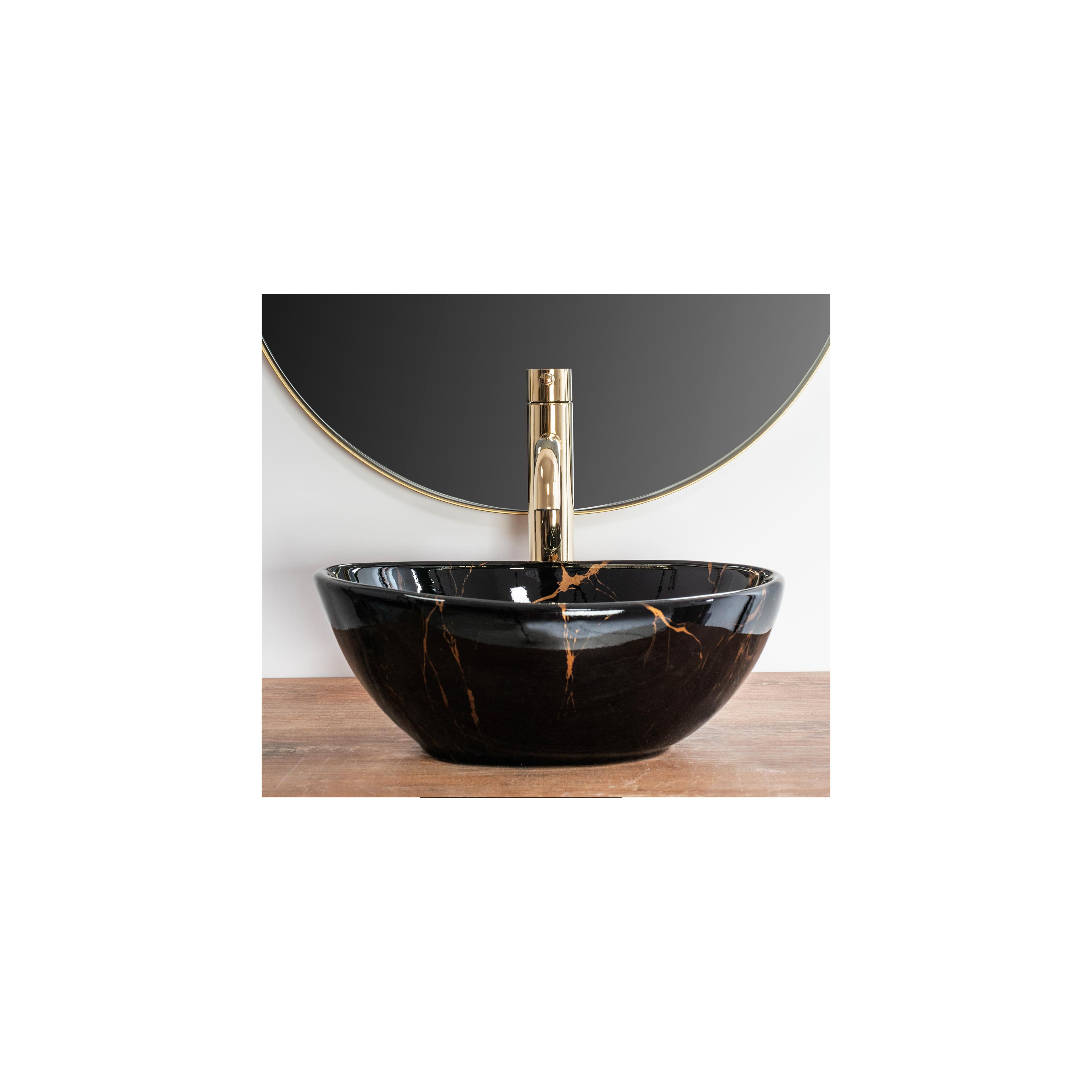 Aufsatzwaschbecken Rea Sofia Mini Black Marble Shiny