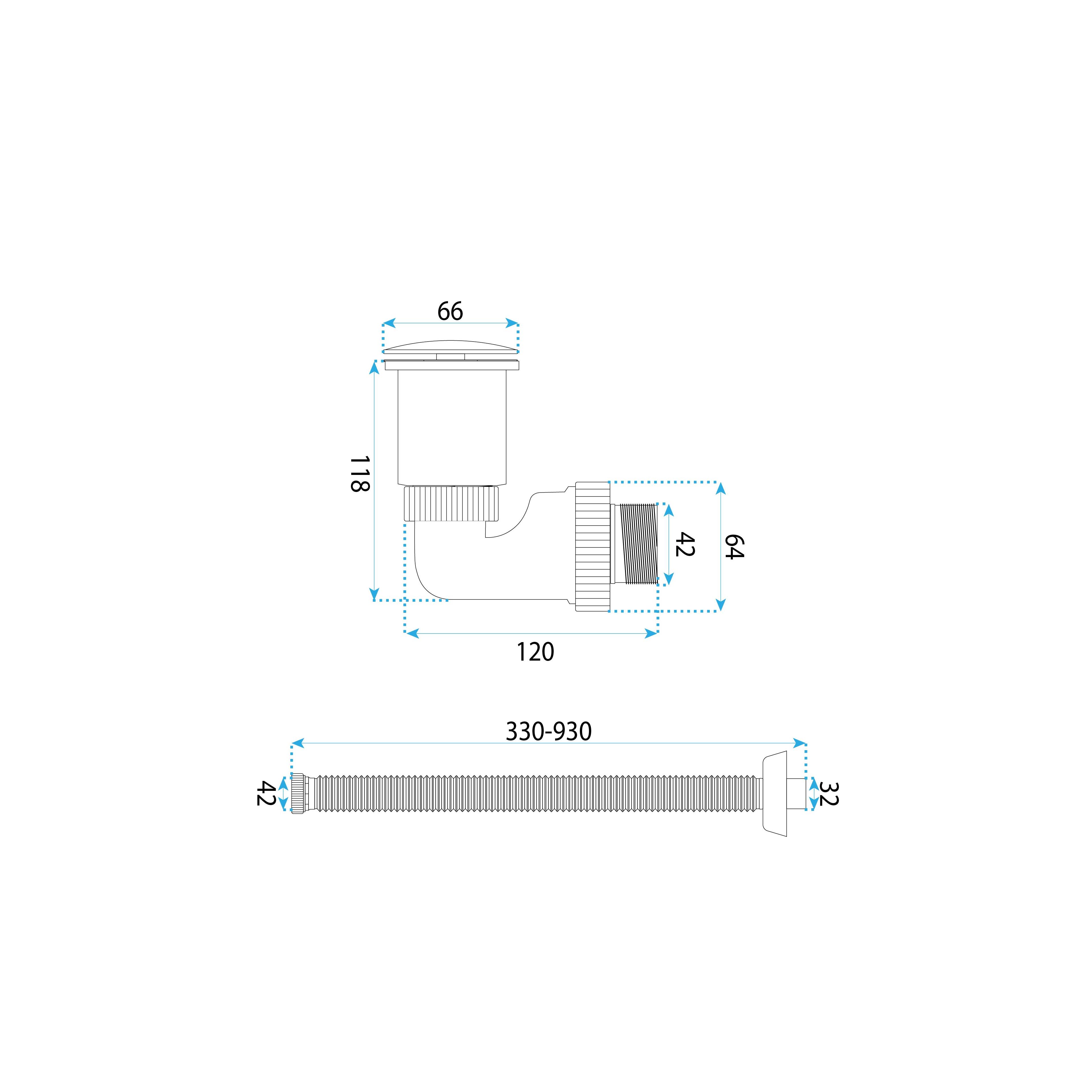 Waschbecken-Siphon Klik-Klak Universal REA Flow Chrome