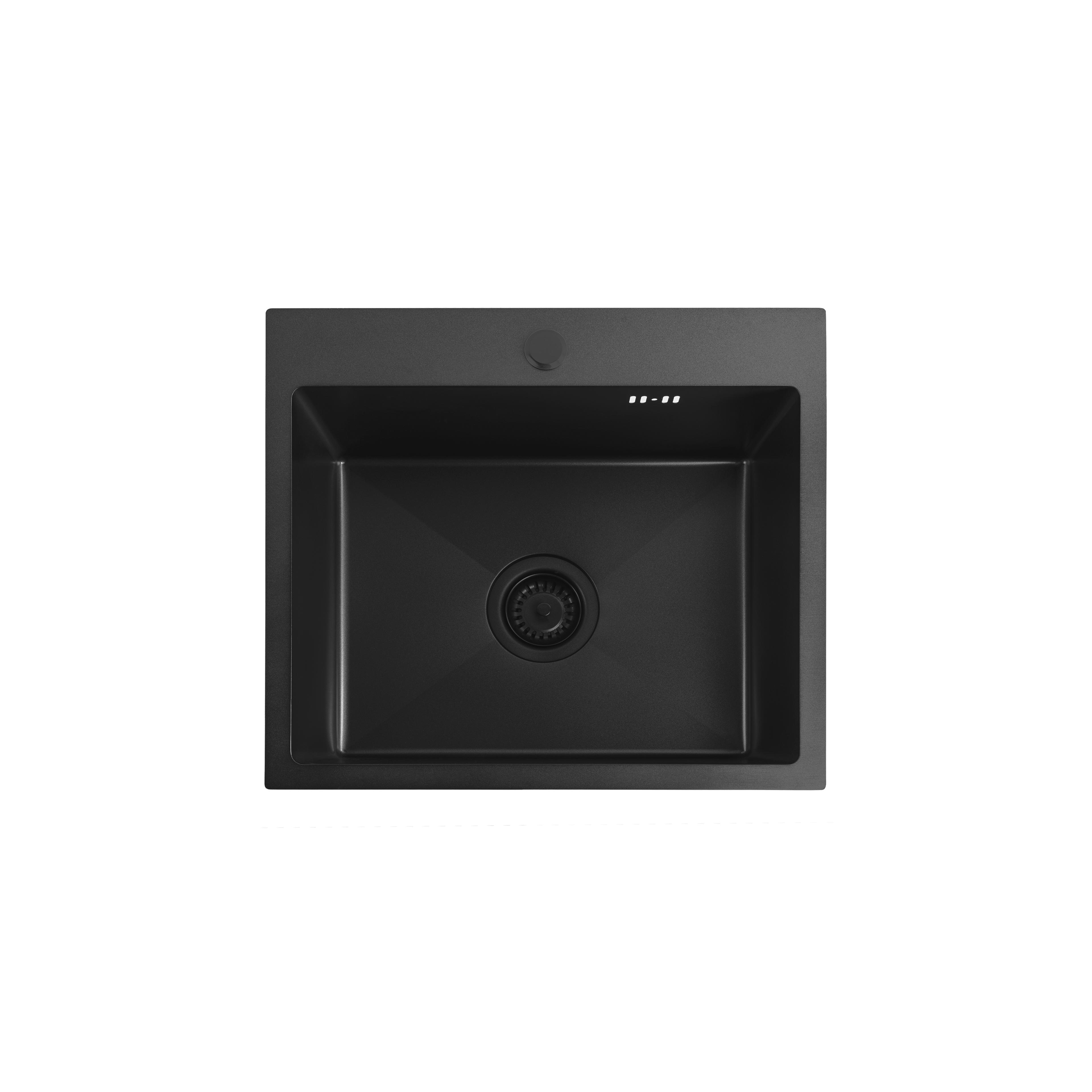 Stahlspüle mit 3-teiligem Zubehörset REA Leo 50 Black