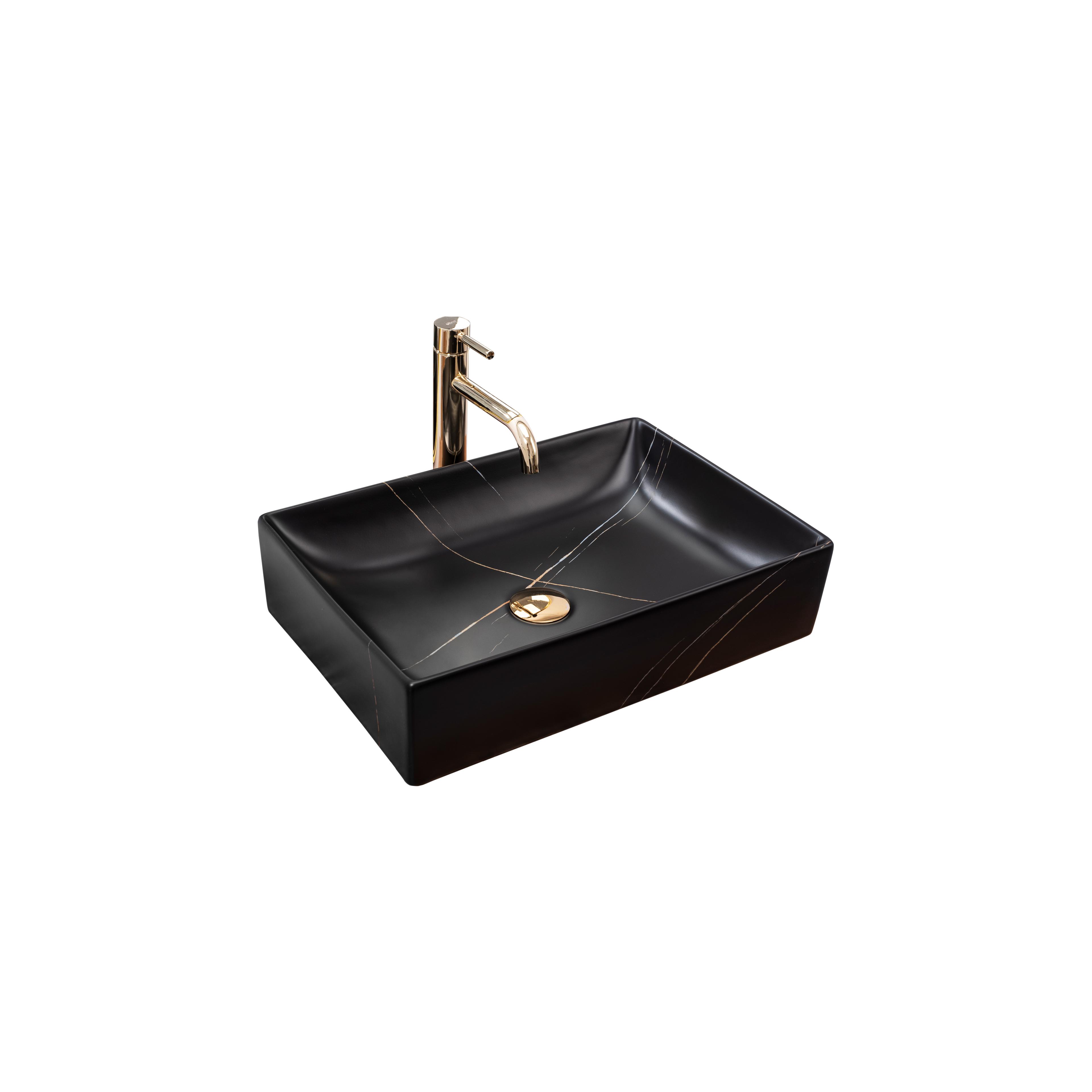 Aufsatzwaschbecken REA Inga Black Marble Mat