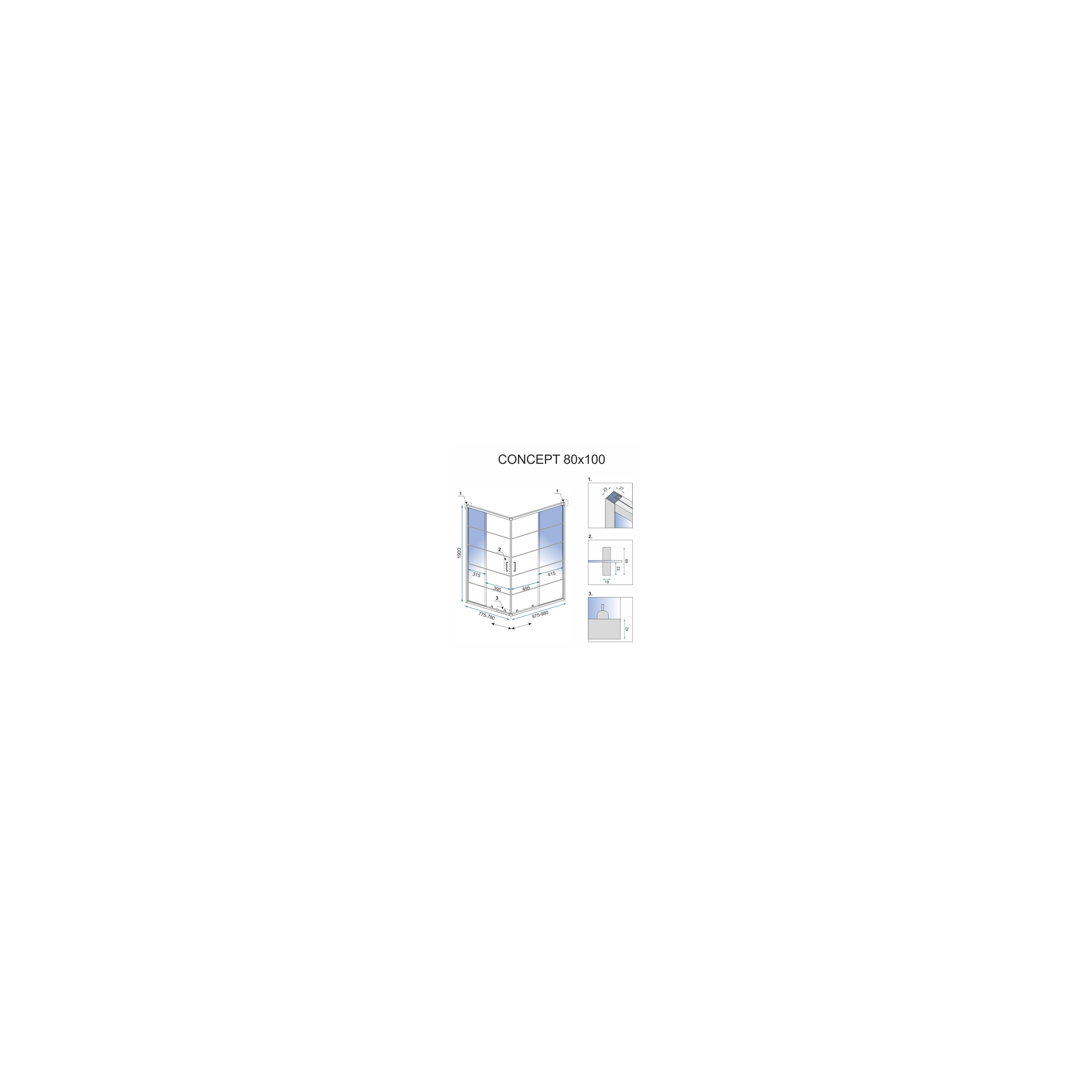 Duschkabine Rea Concept Black 80x100