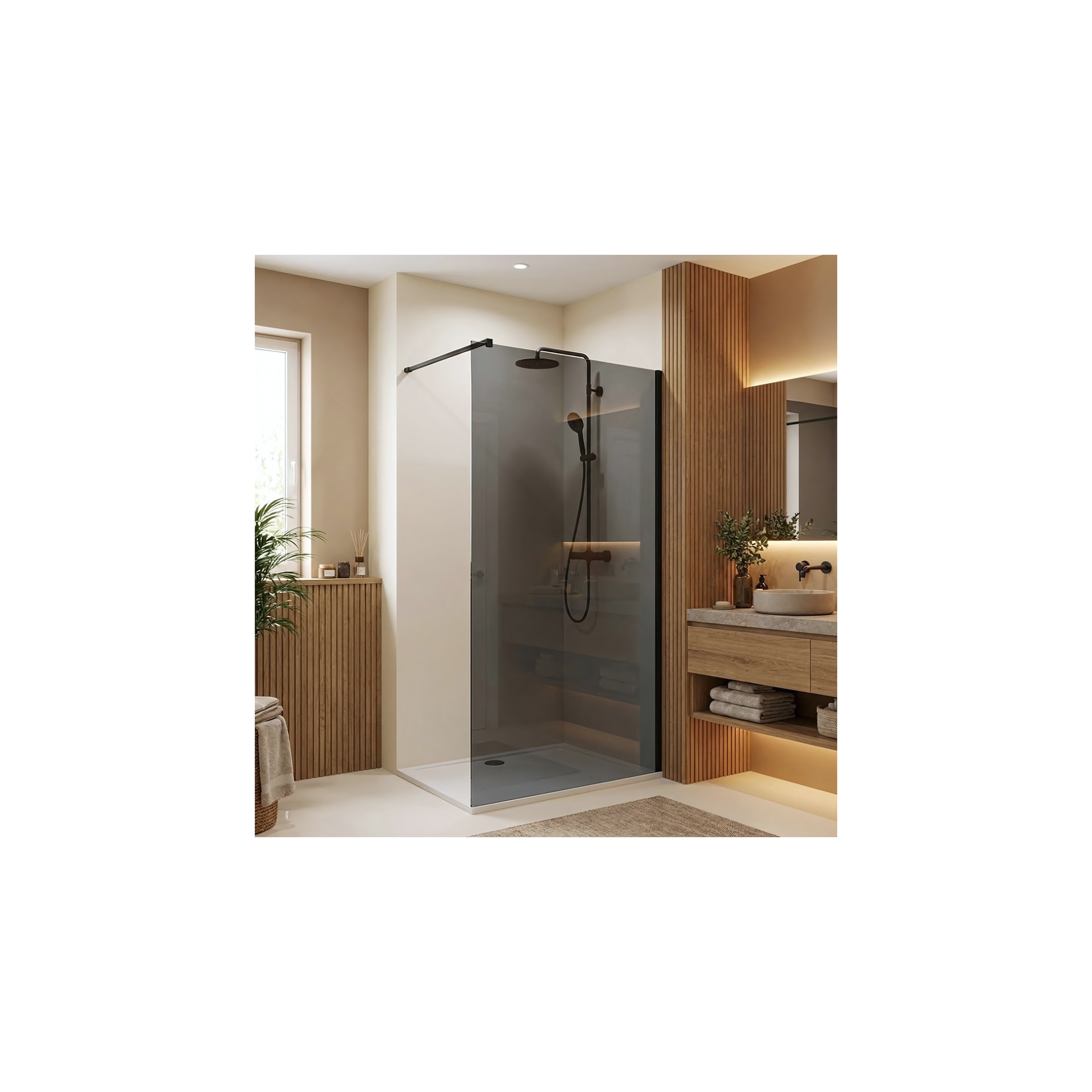 Duschwand Rea Flexi Grey / Black 80