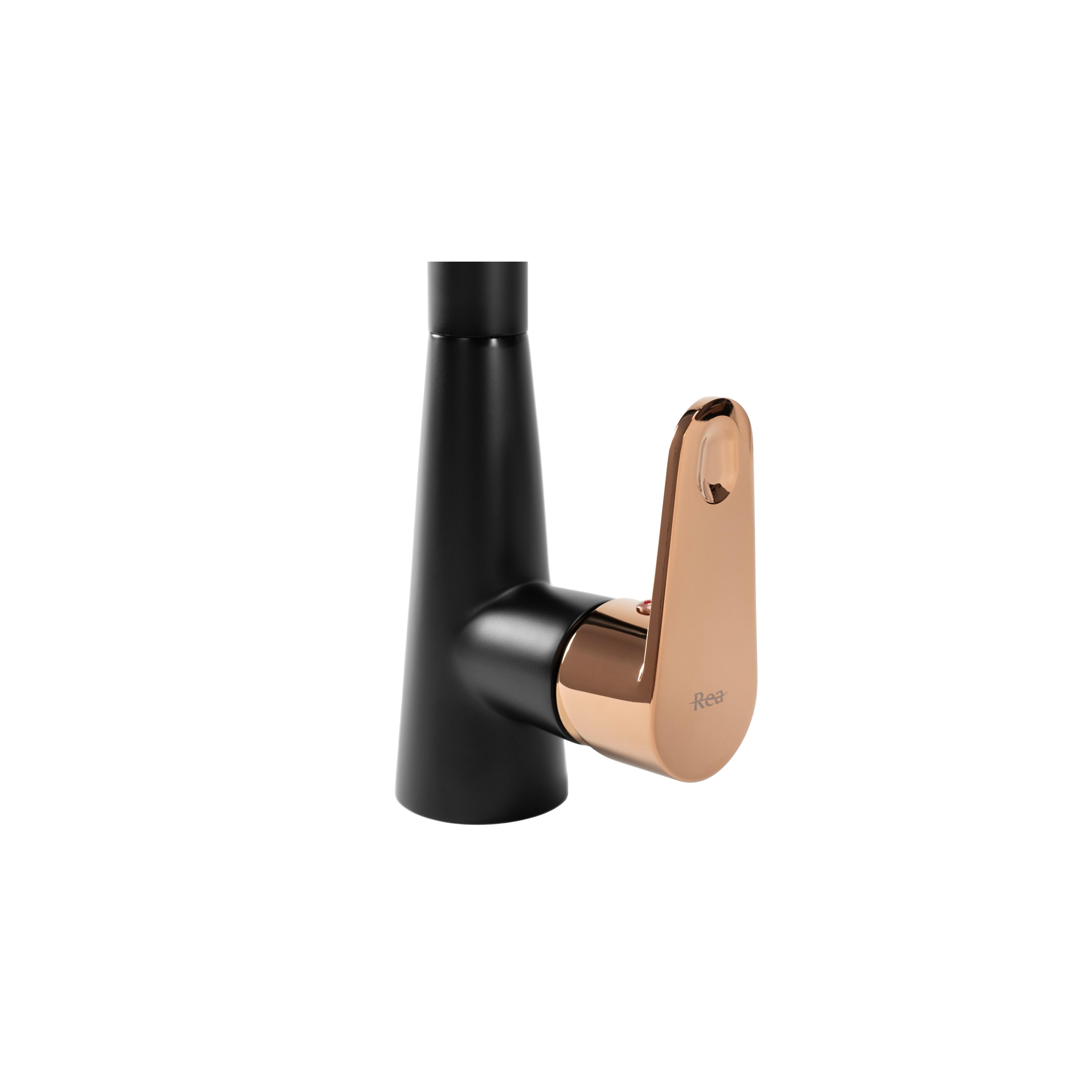 Küchearmatur Rea Mild black mat rose gold