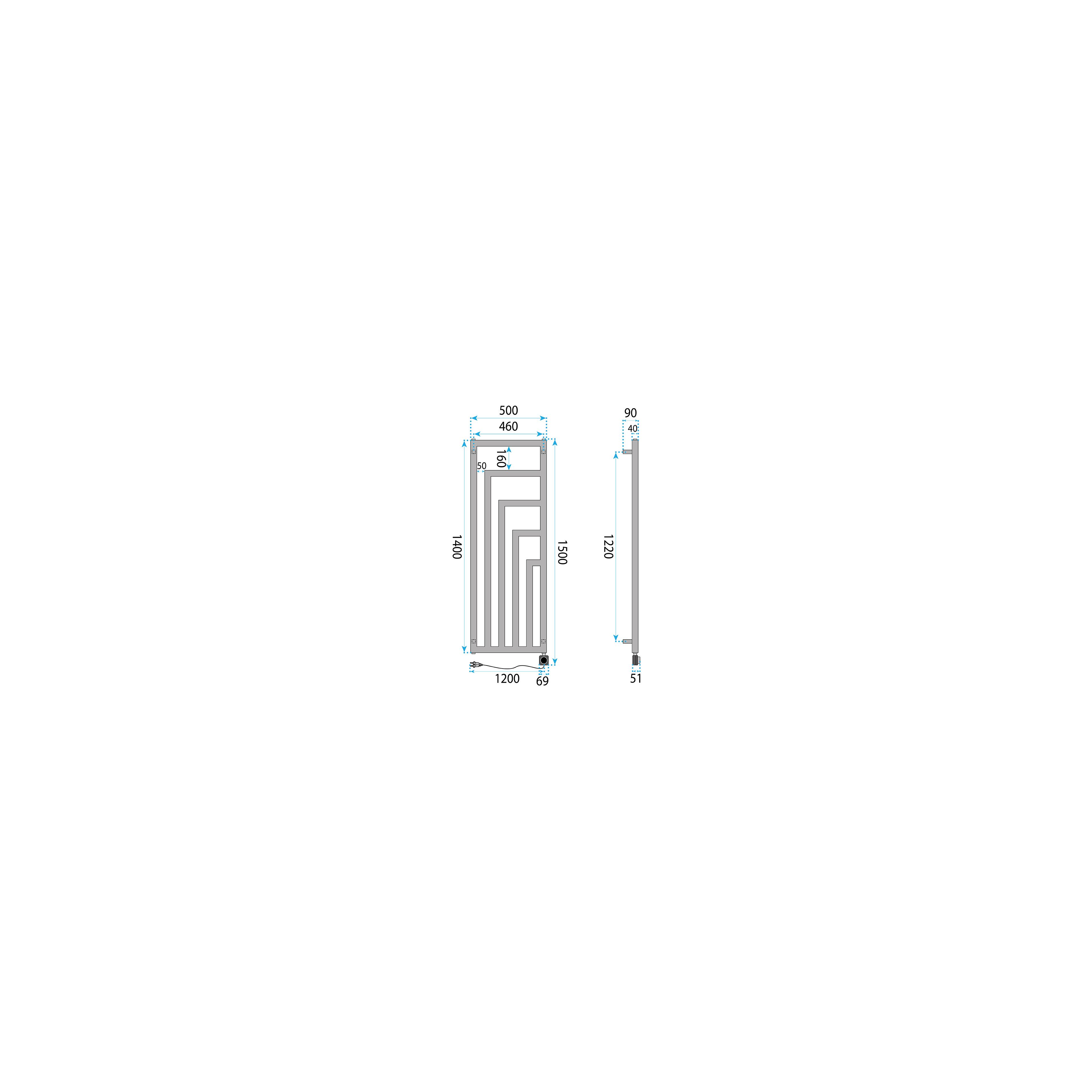 Electric Radiator Rea Modus 140x50cm Grey