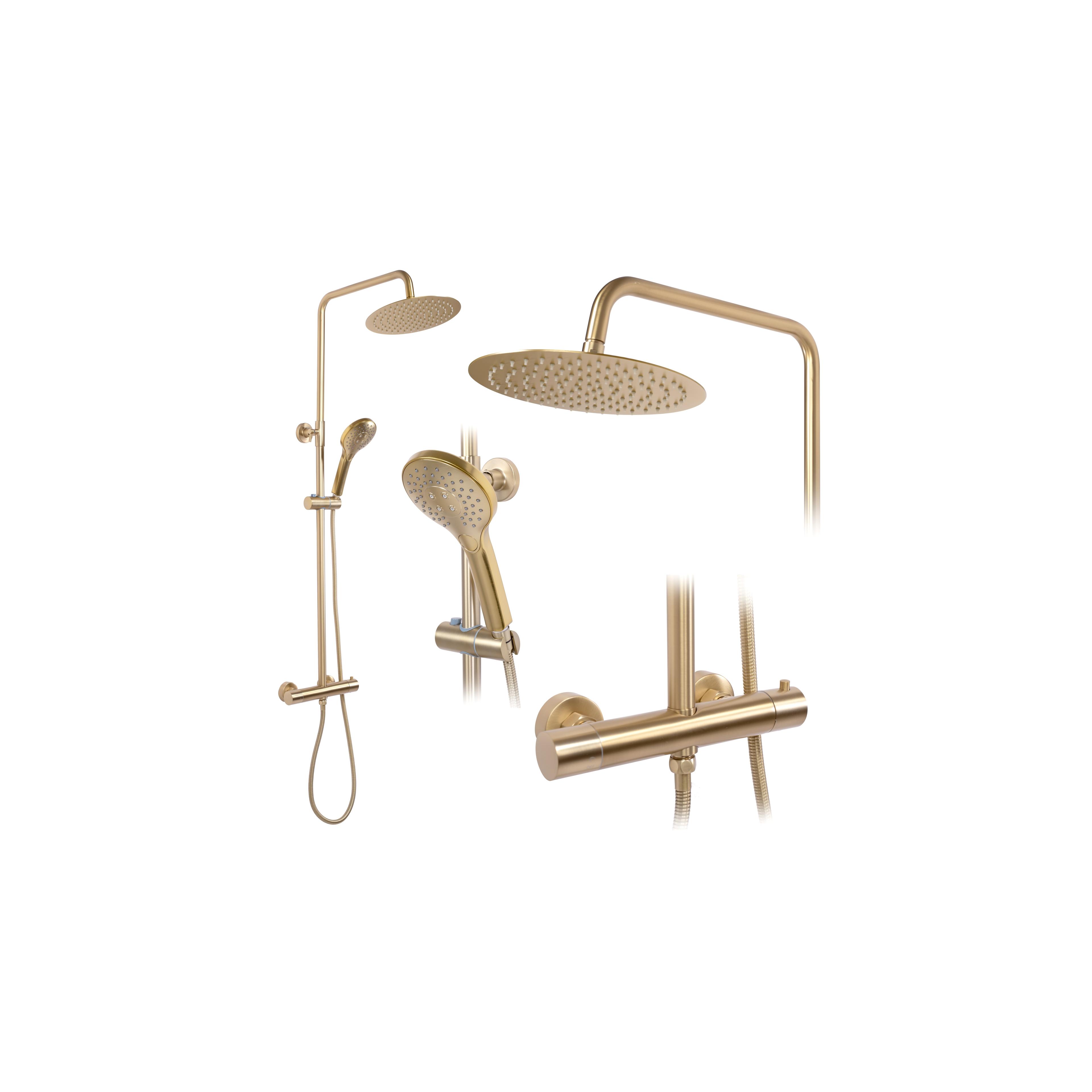 Duschgarnitur mit Thermostat REA VINCENT Gold Brush