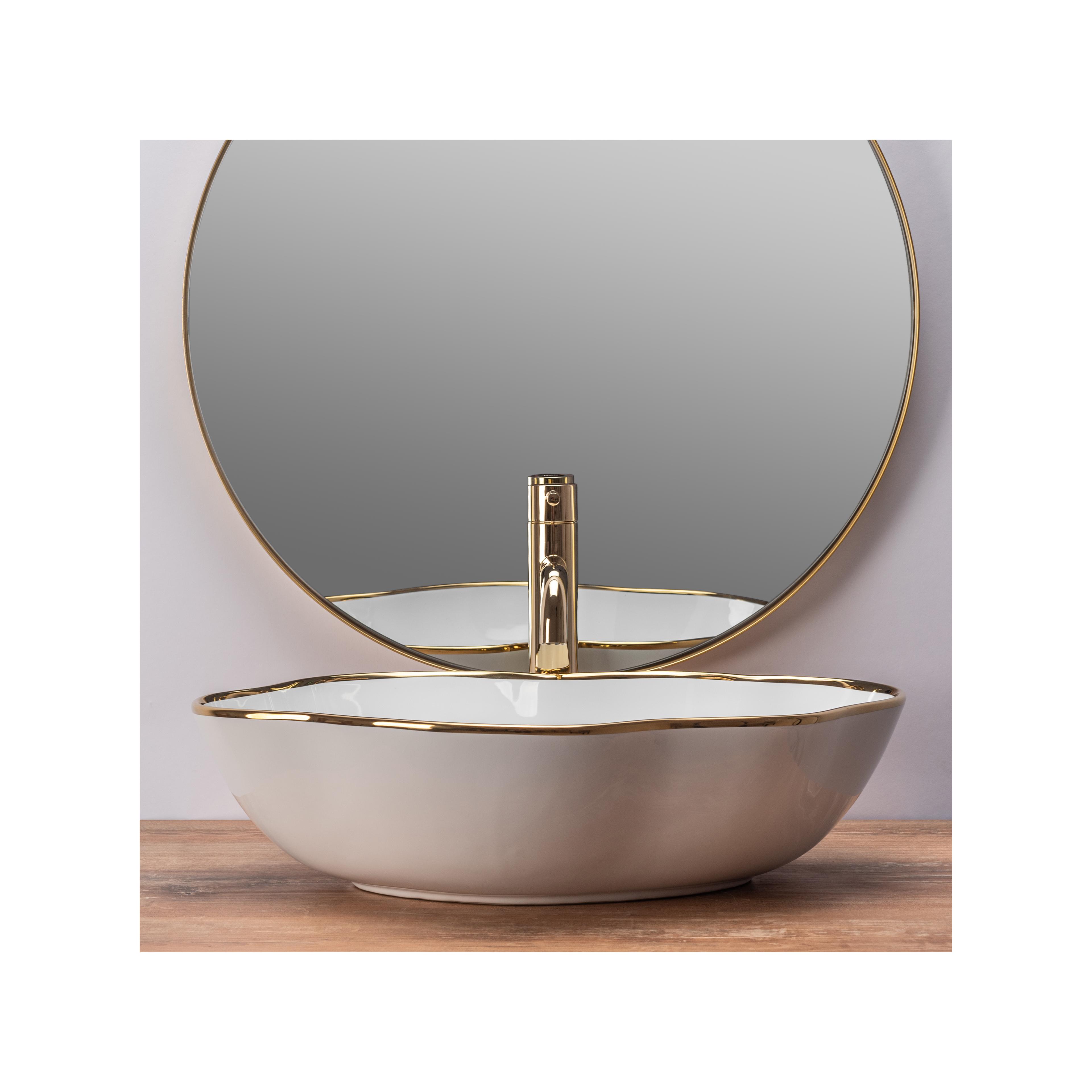 Countertop washbasin Rea Pearl Gold Edge