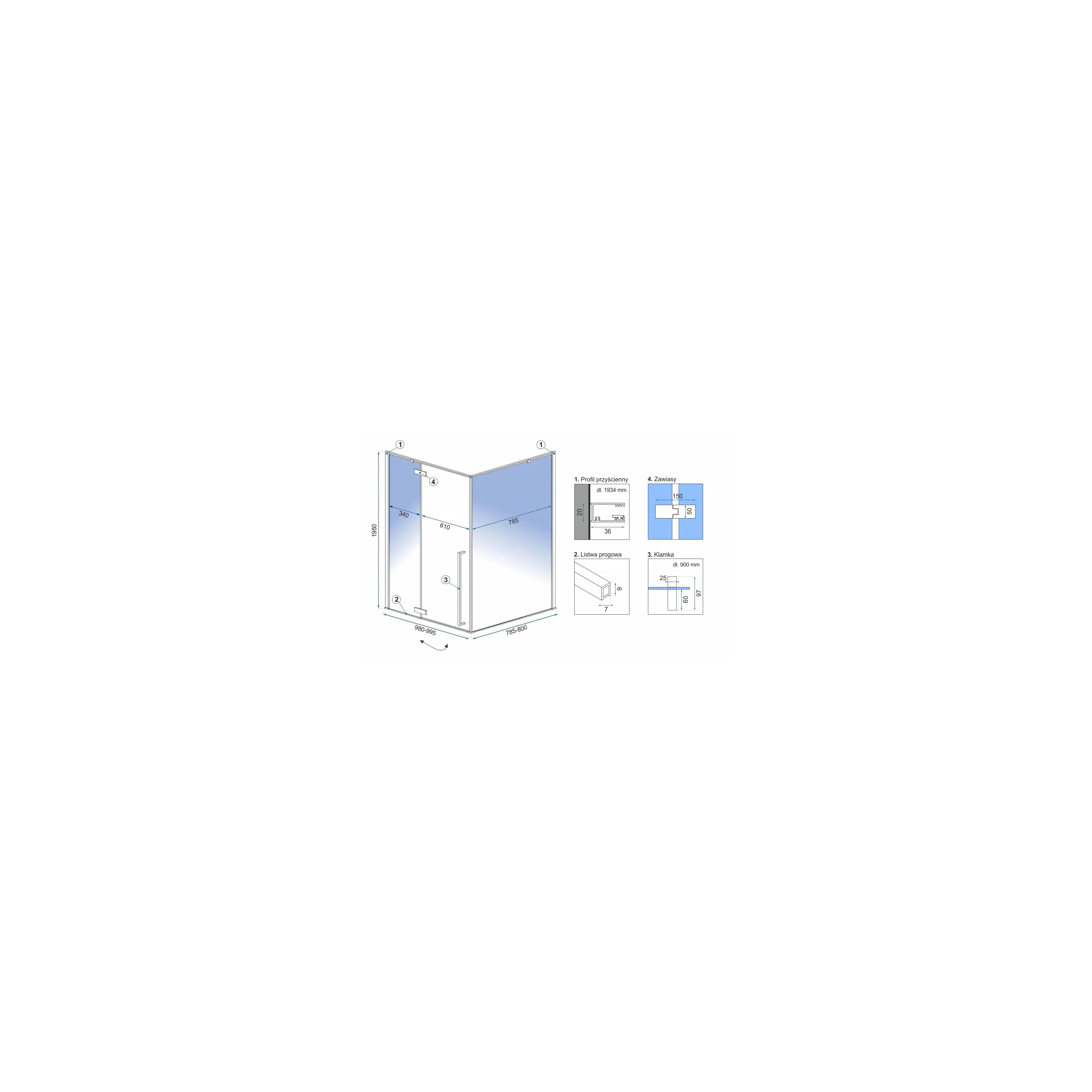 Cabina doccia Fargo 100x80 Gold