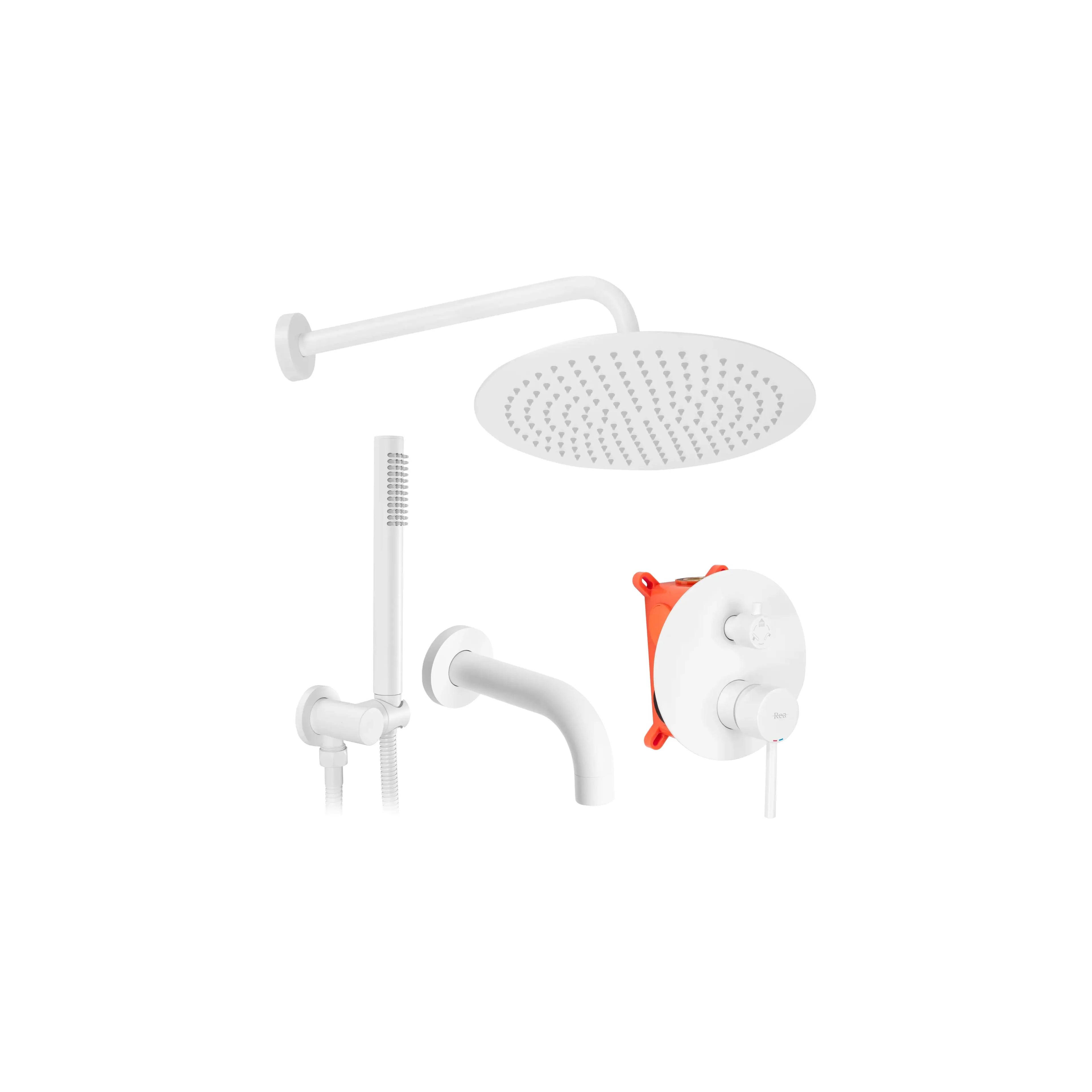 Inbouw regendoucheset Rea Lungo WHITE met uitloop + BOX