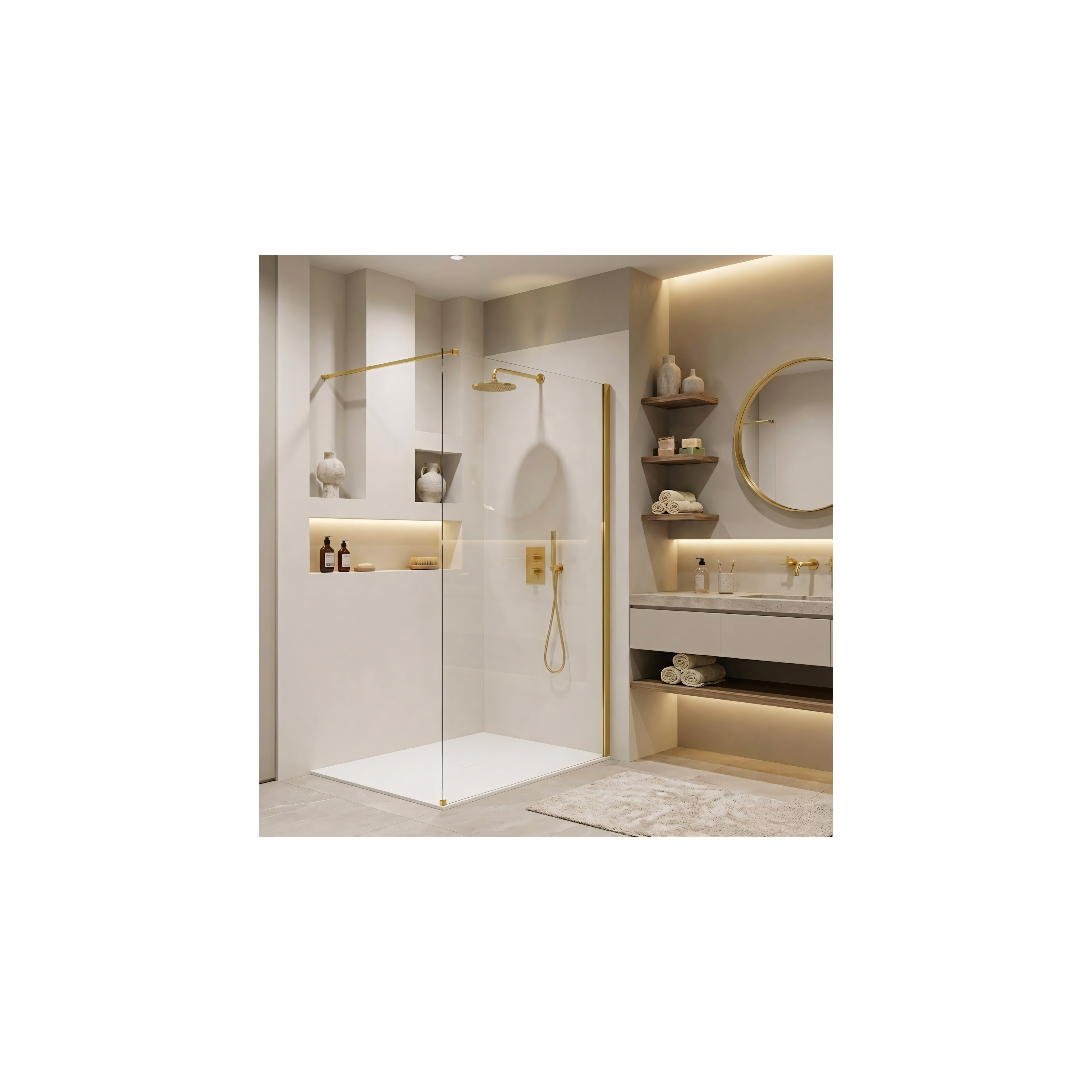 Duschwand Rea Flexi Transparent / Gold 100
