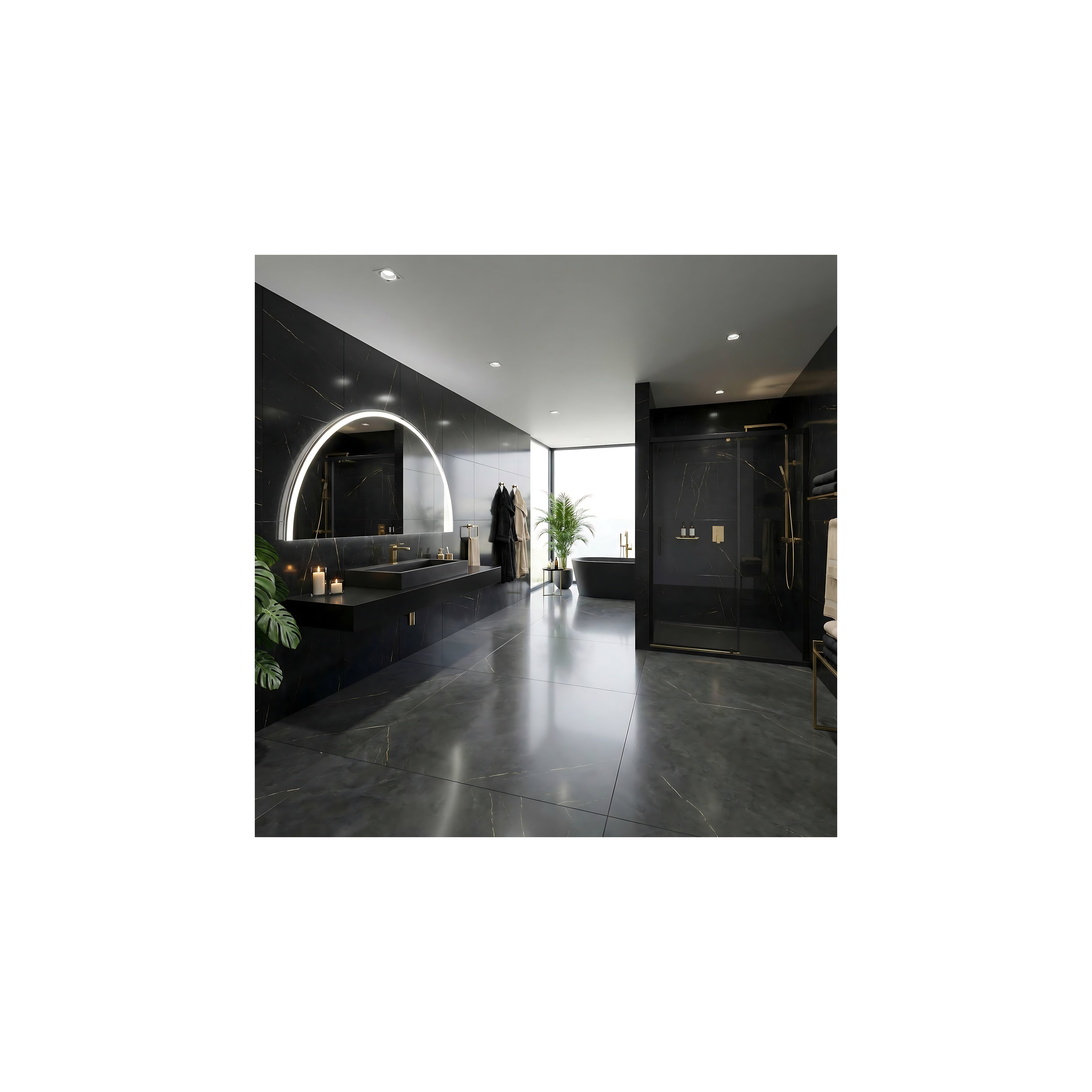 Waschbecken Konglomerat GOYA Black Matt 50 cm