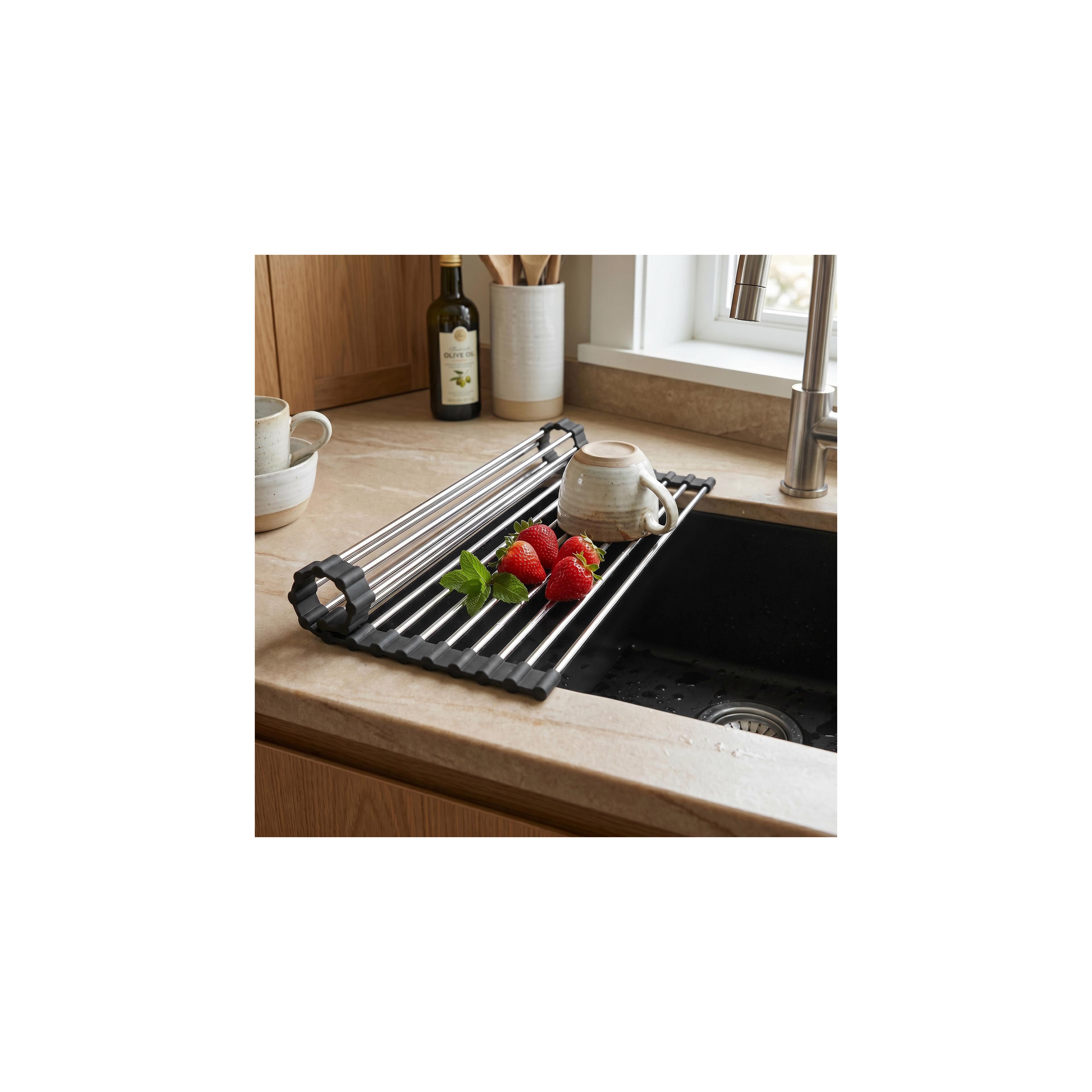 Roll-up dish drying rack for sink REA P12298 Black