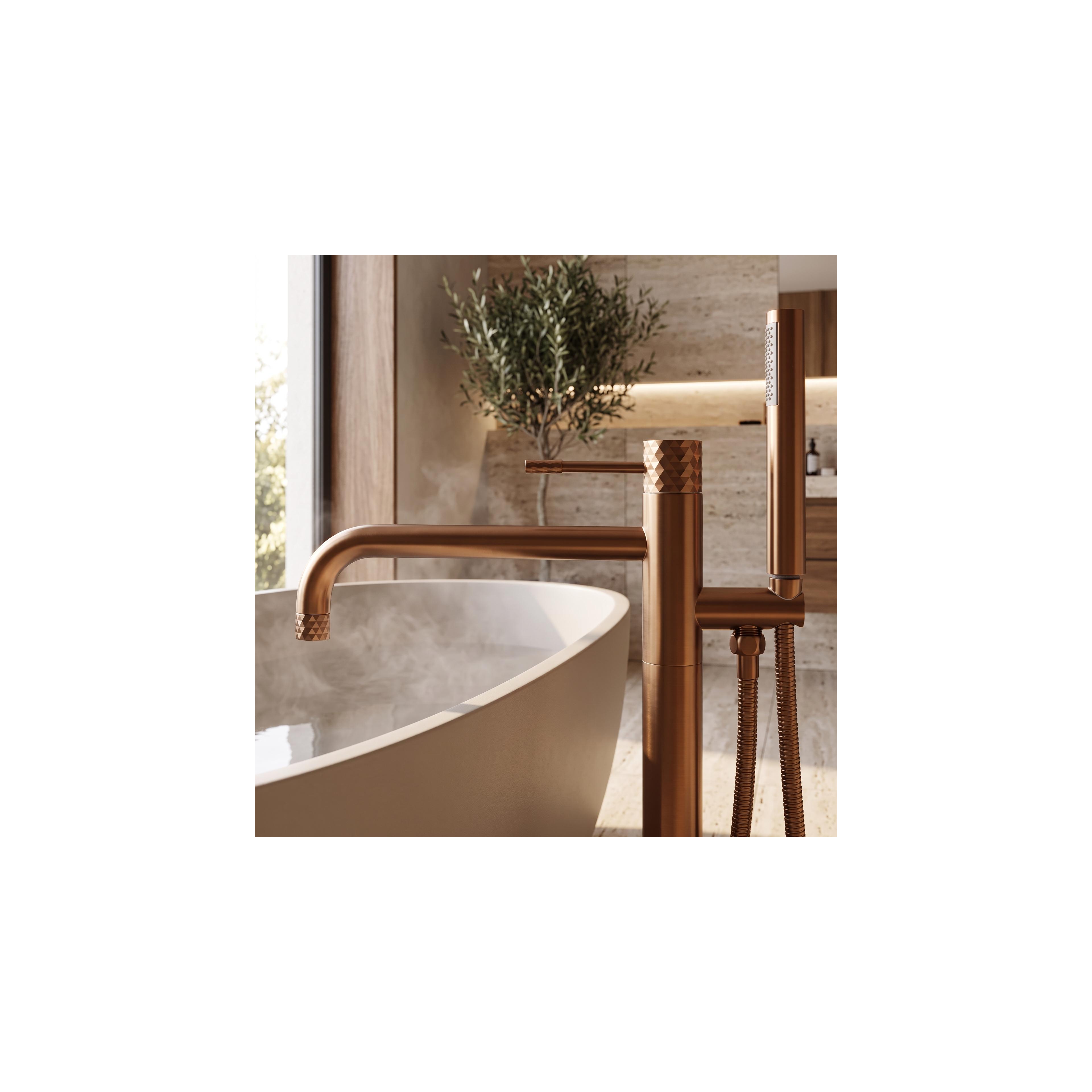 Free-standing faucet Rea Lungo Diamond Brush Copper