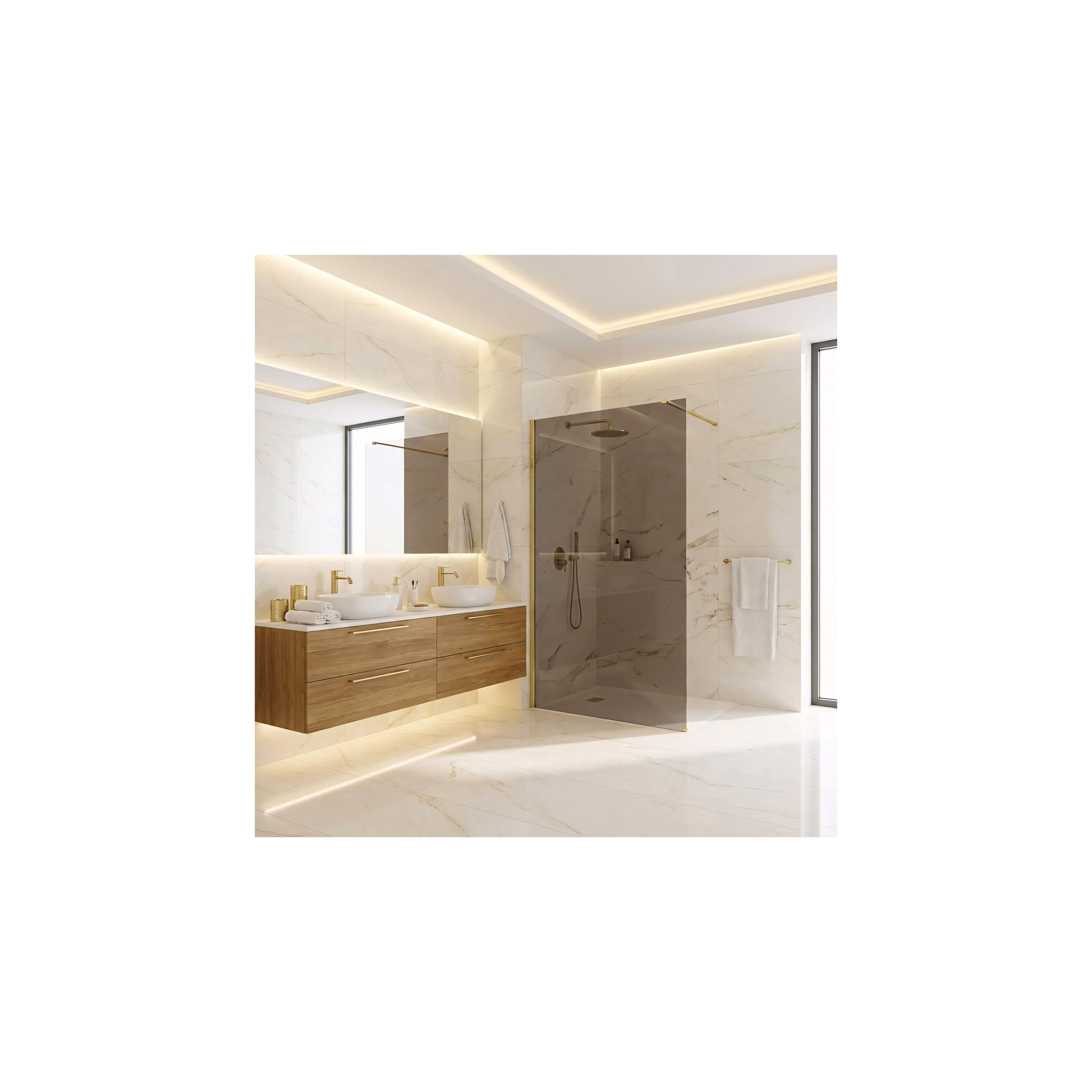 Tuš zaslon Rea Flexi Brown / Brush Gold 90