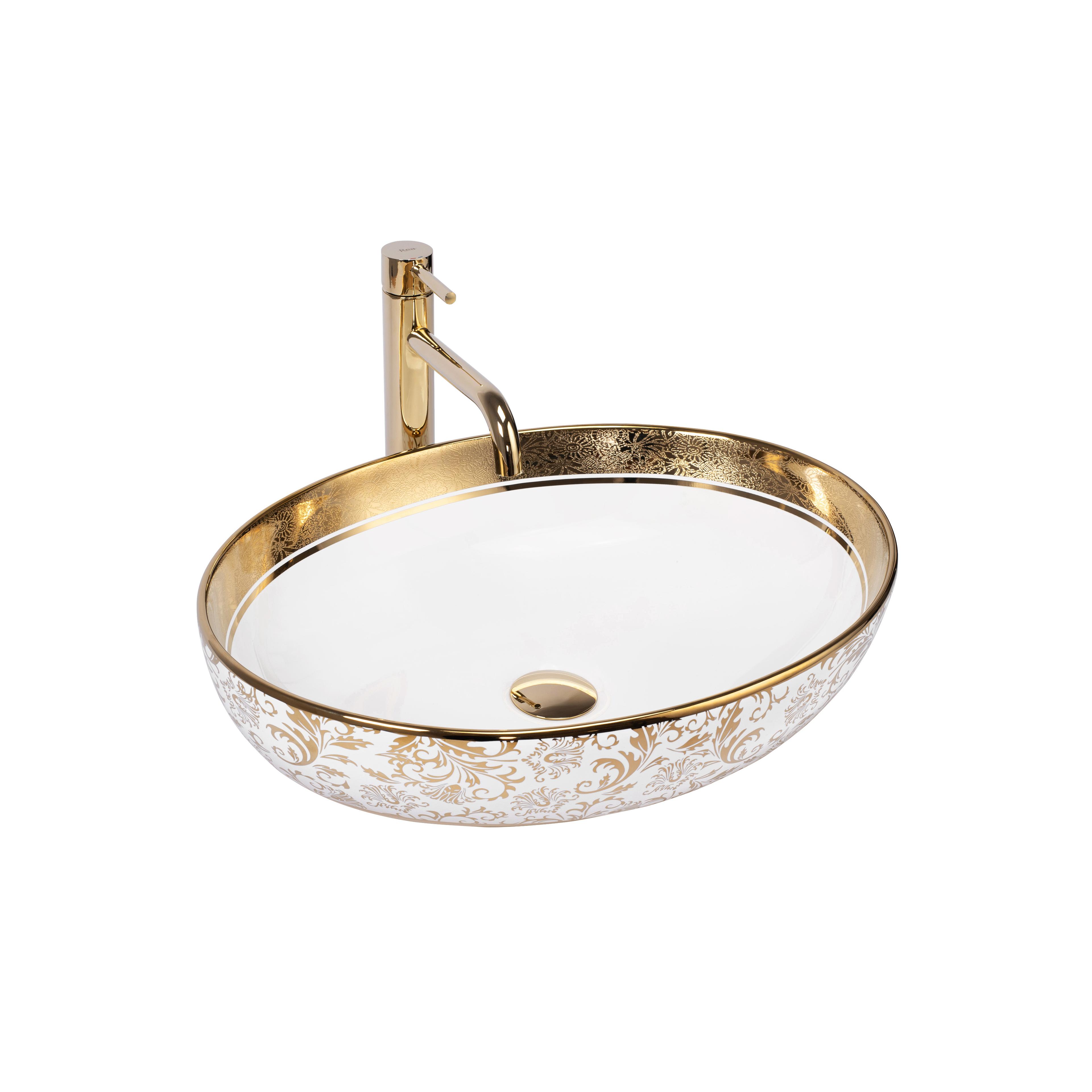 Aufsatzwaschbecken Rea Margot White/Gold