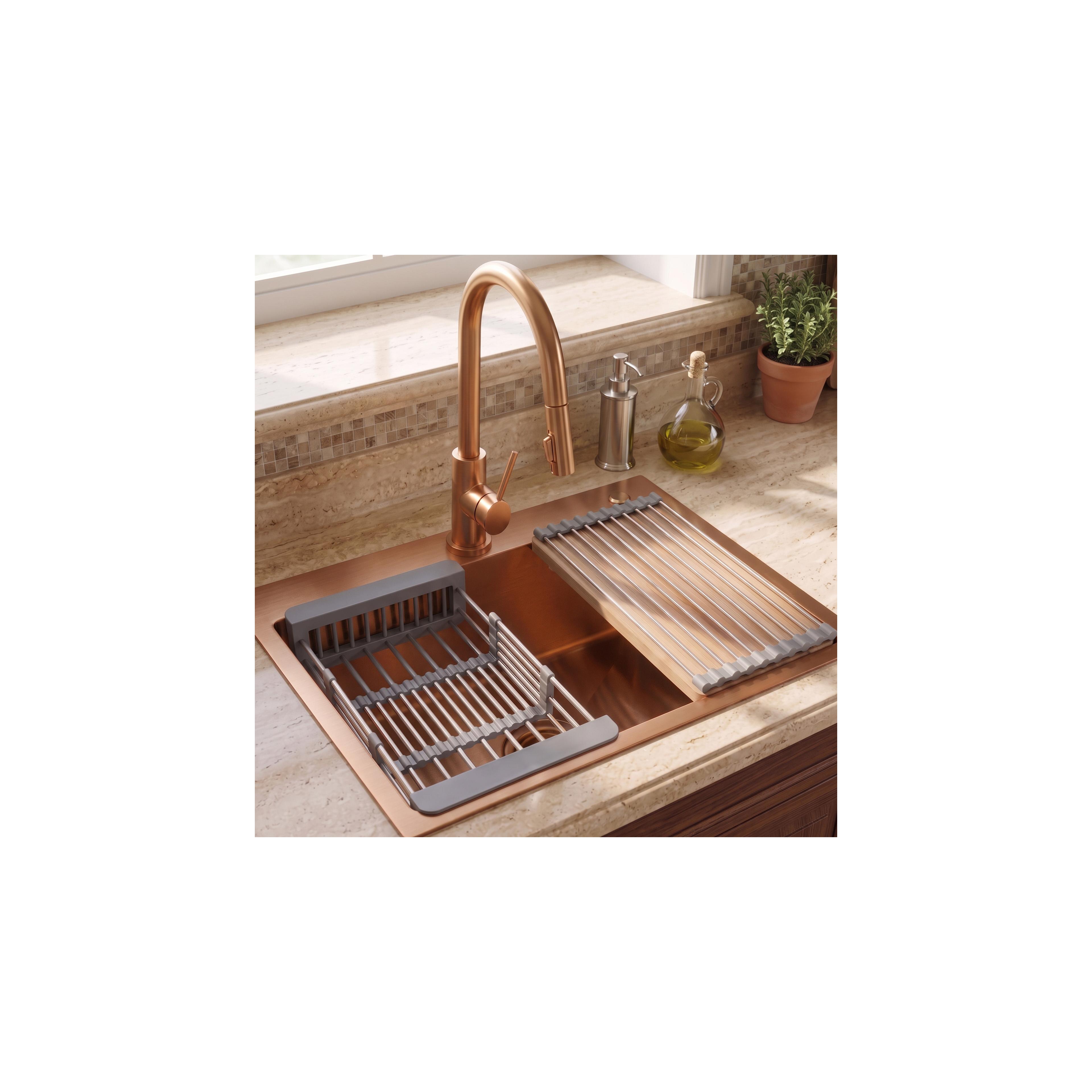 Stahlspüle mit 3-teiligem Zubehörset REA Liam Brush Copper