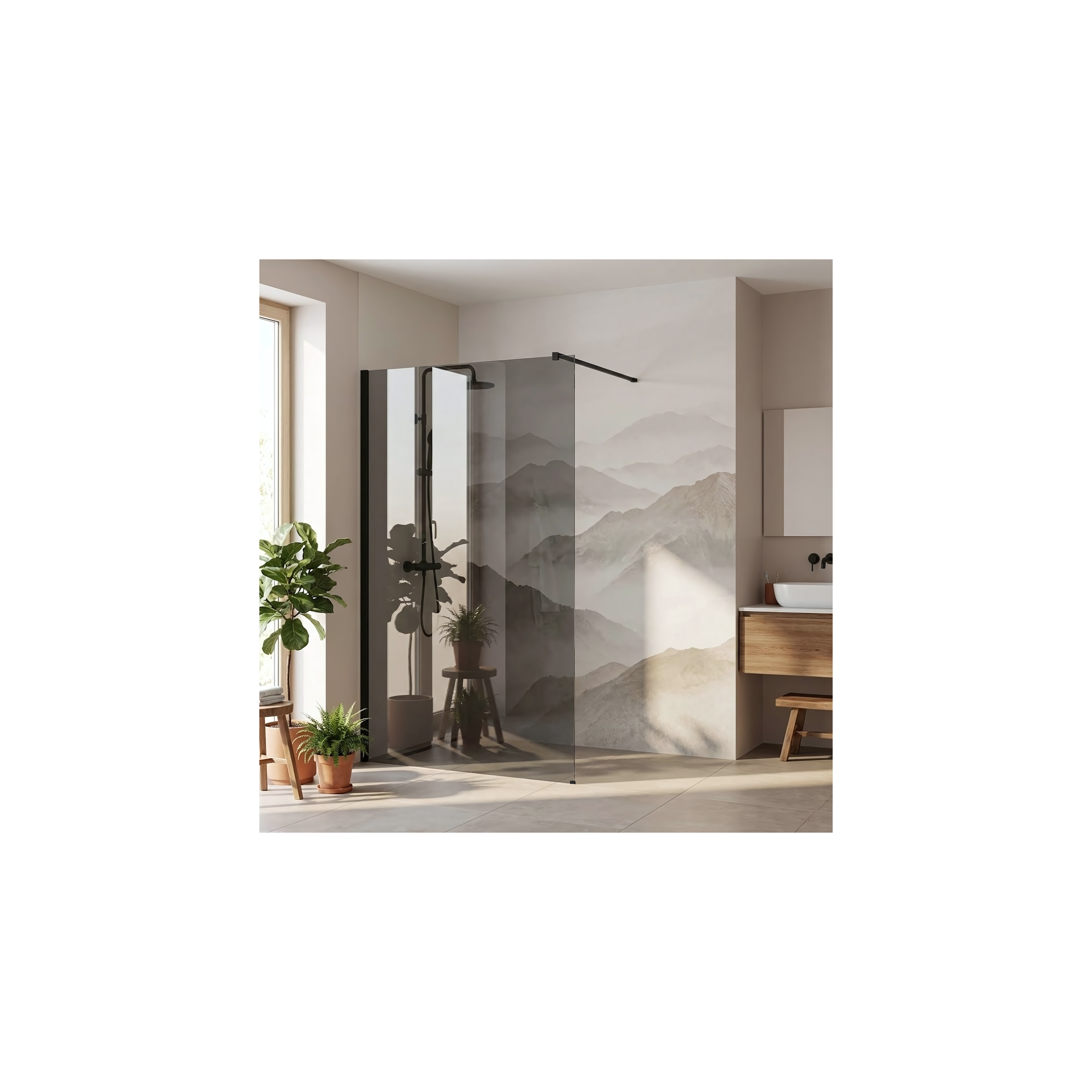 Duschwand Rea Flexi Grey / Black 140